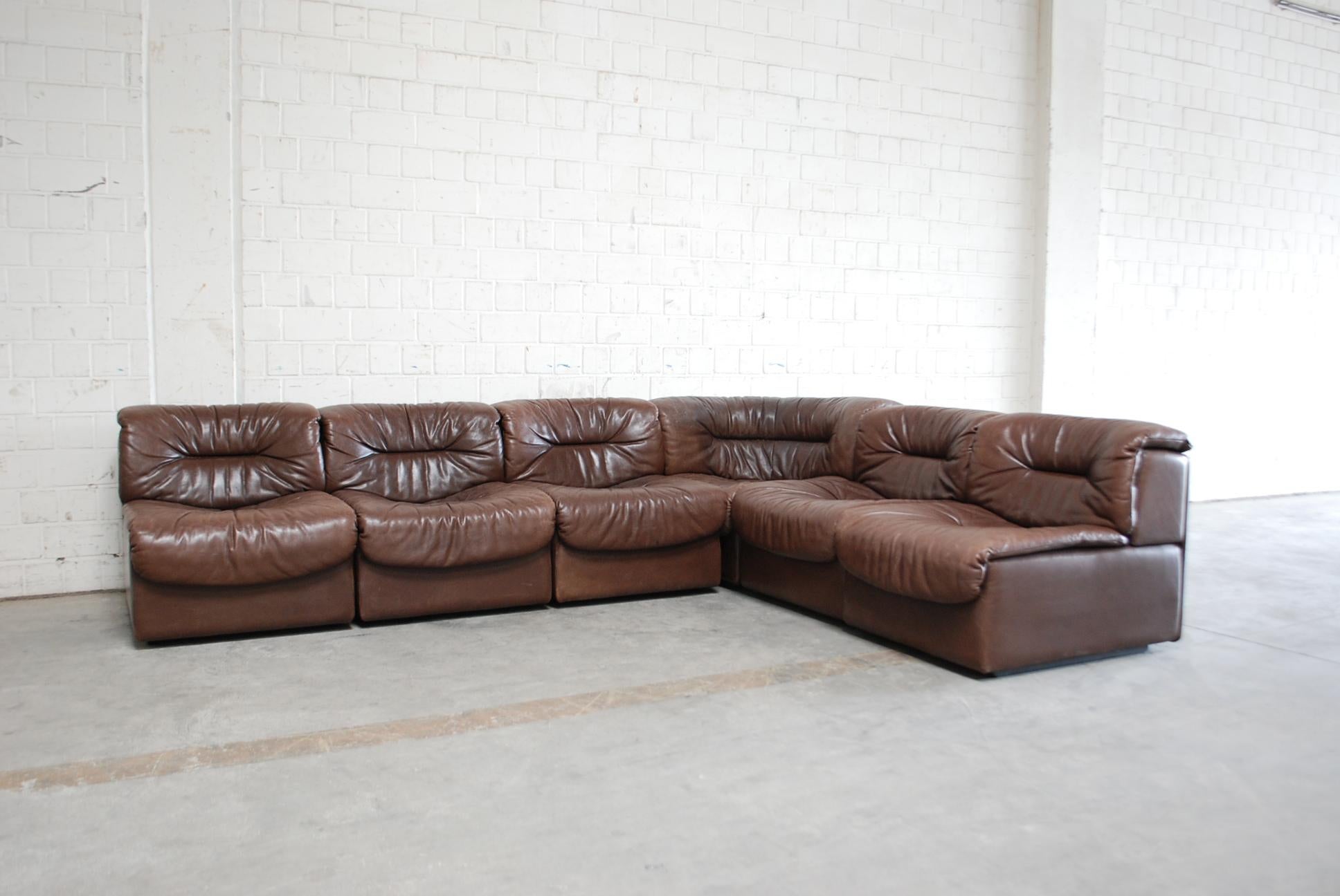 De Sede DS- 14  6x Modul Vintage Leather Sofa Brown 14