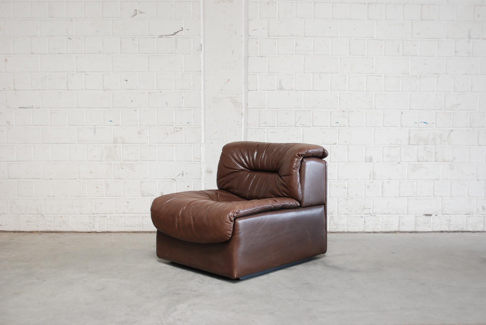 20th Century De Sede DS- 14  6x Modul Vintage Leather Sofa Brown