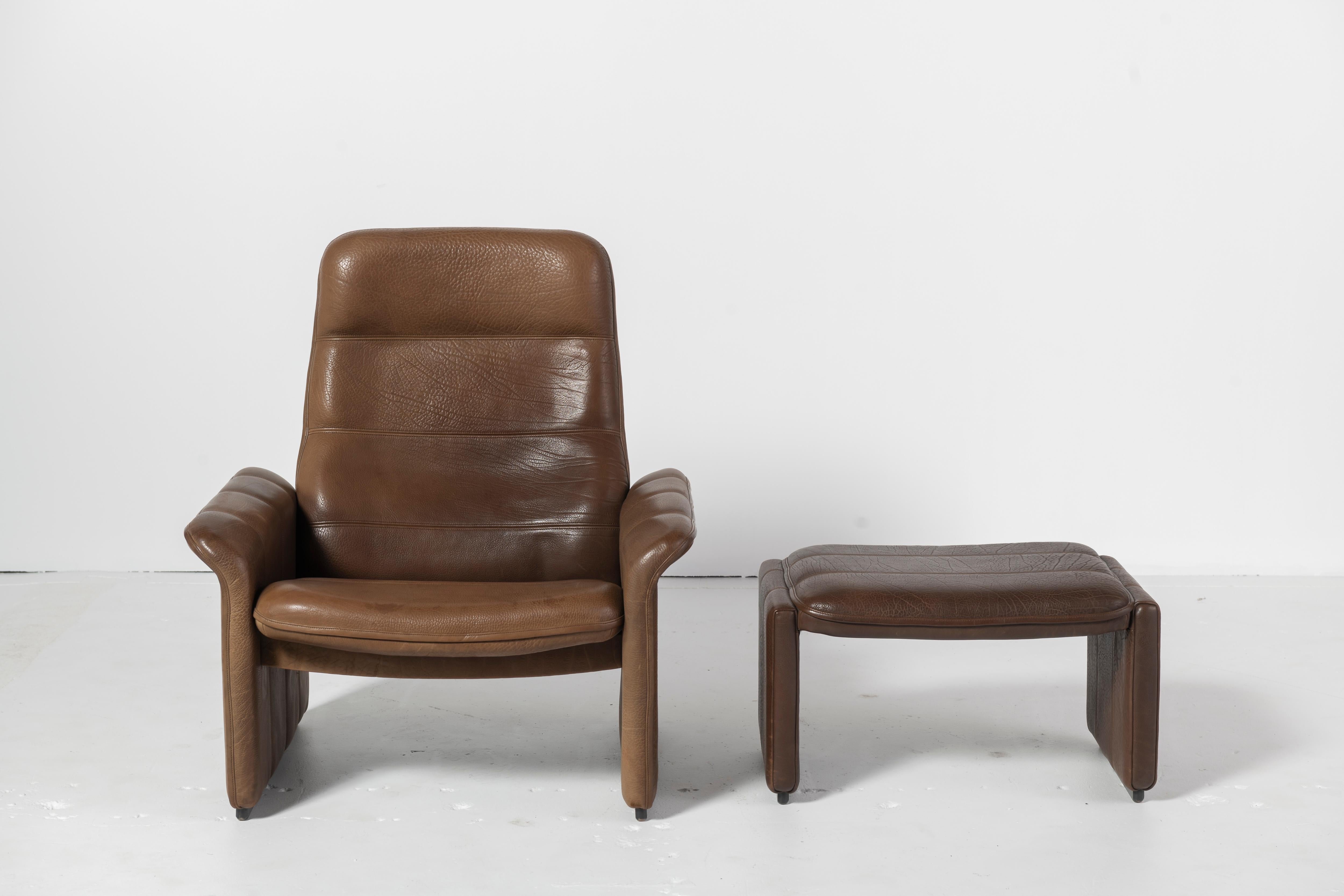 De Sede Adjustable Leather Lounge Chair and Ottoman In Good Condition In San Francisco, CA