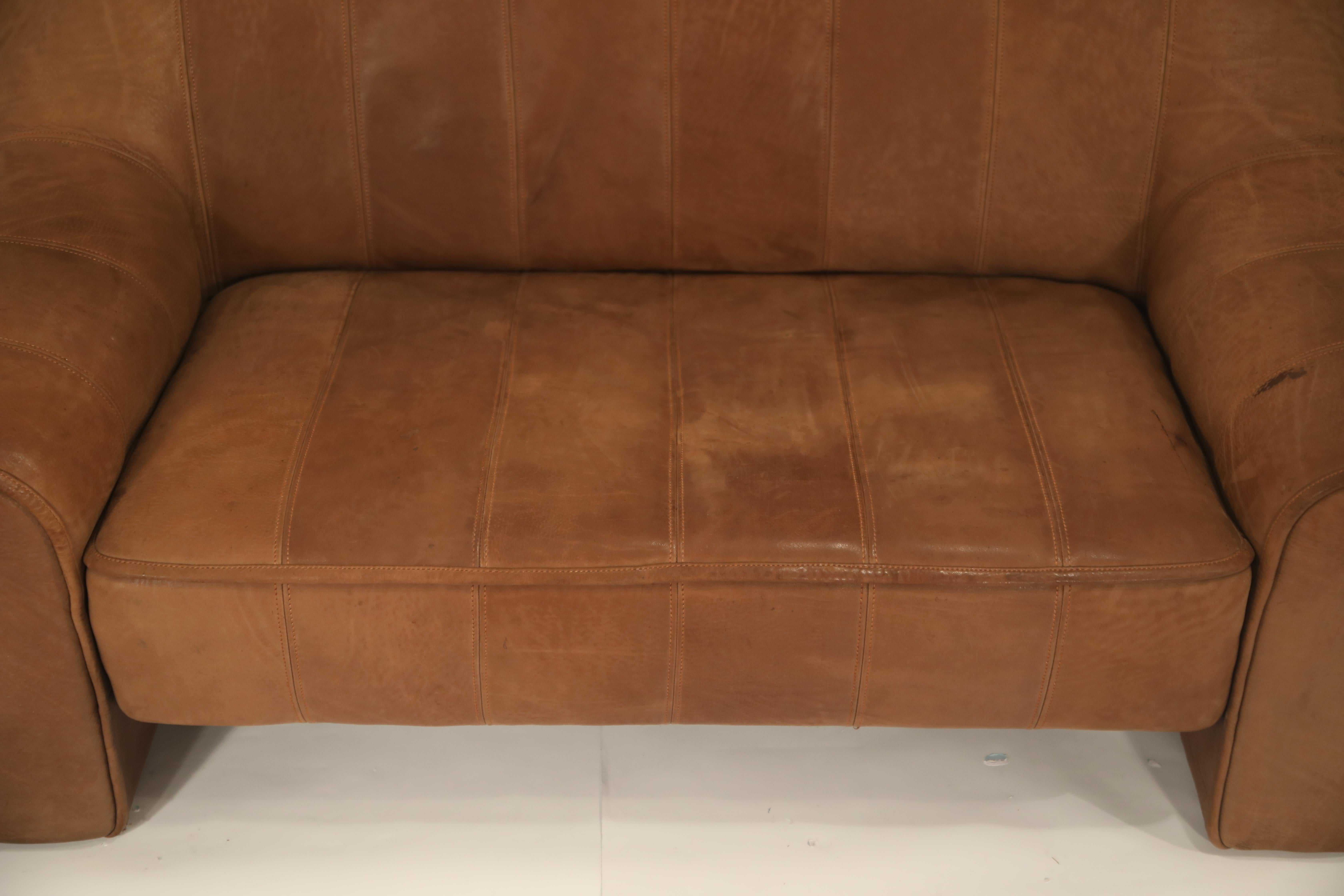 De Sede Aged Buffalo Leather DS-44 Adjustable Loveseat Sofa, 1970s 9
