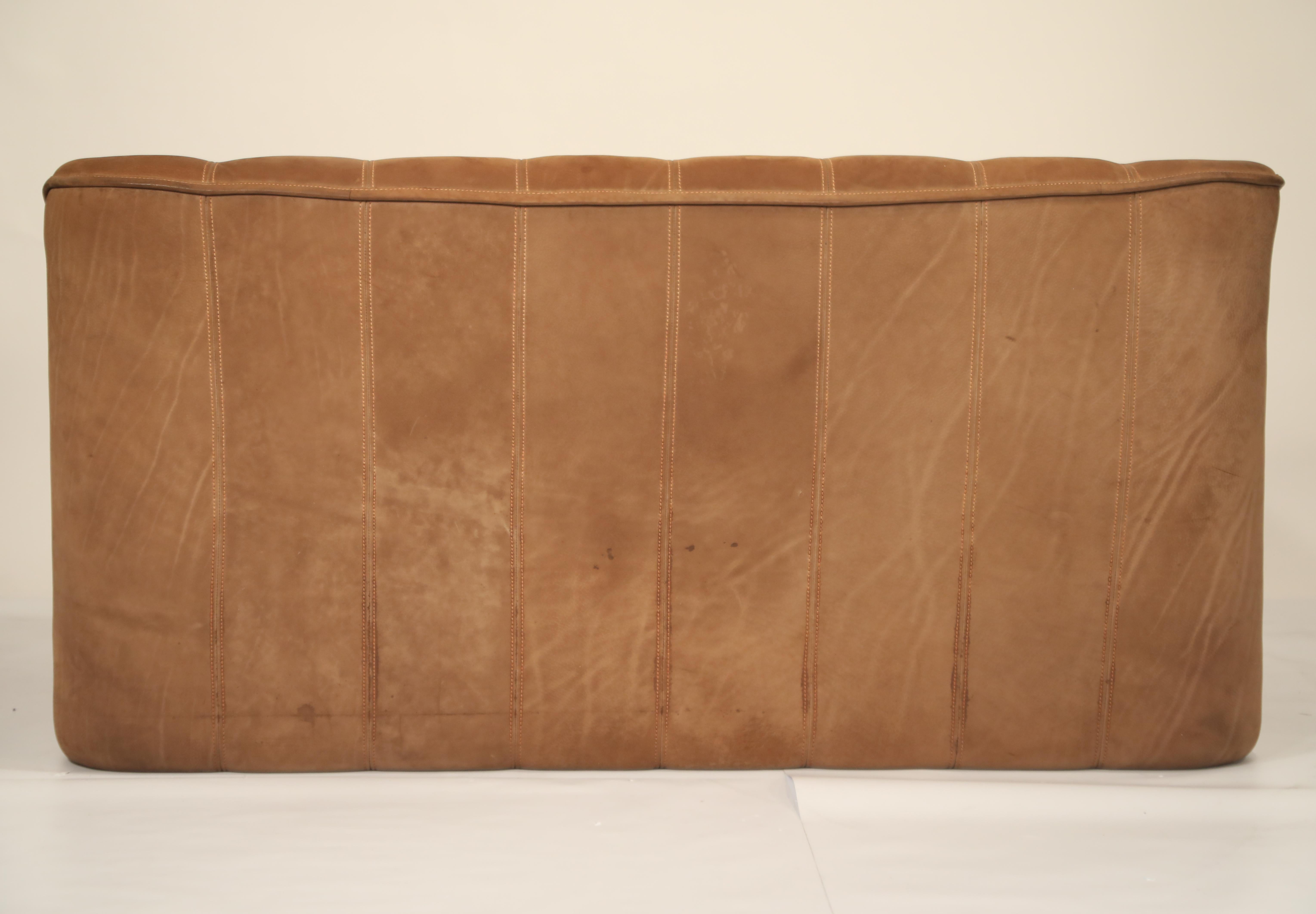 Late 20th Century De Sede Aged Buffalo Leather DS-44 Adjustable Loveseat Sofa, 1970s