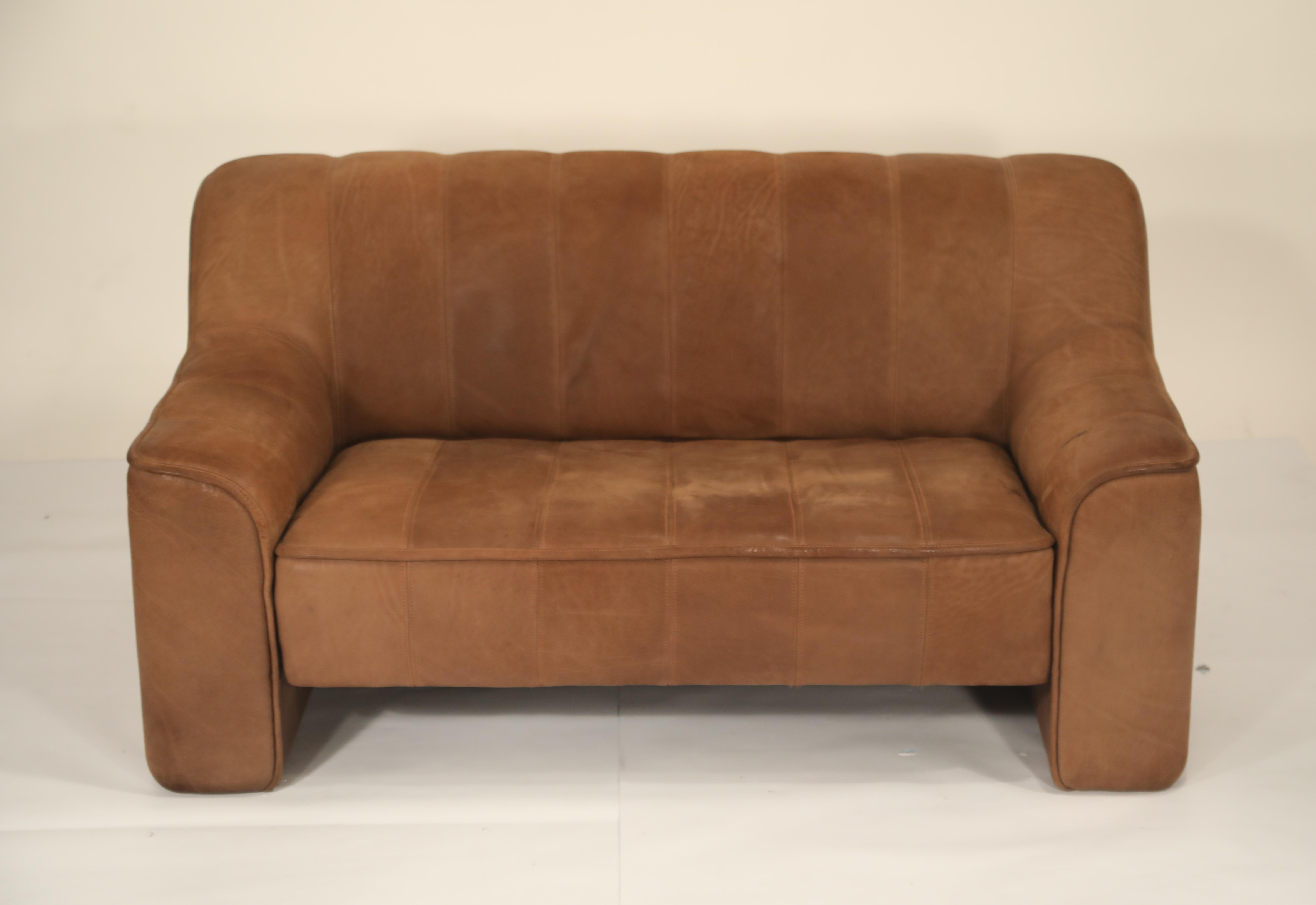 De Sede Aged Buffalo Leather DS-44 Adjustable Loveseat Sofa, 1970s 1