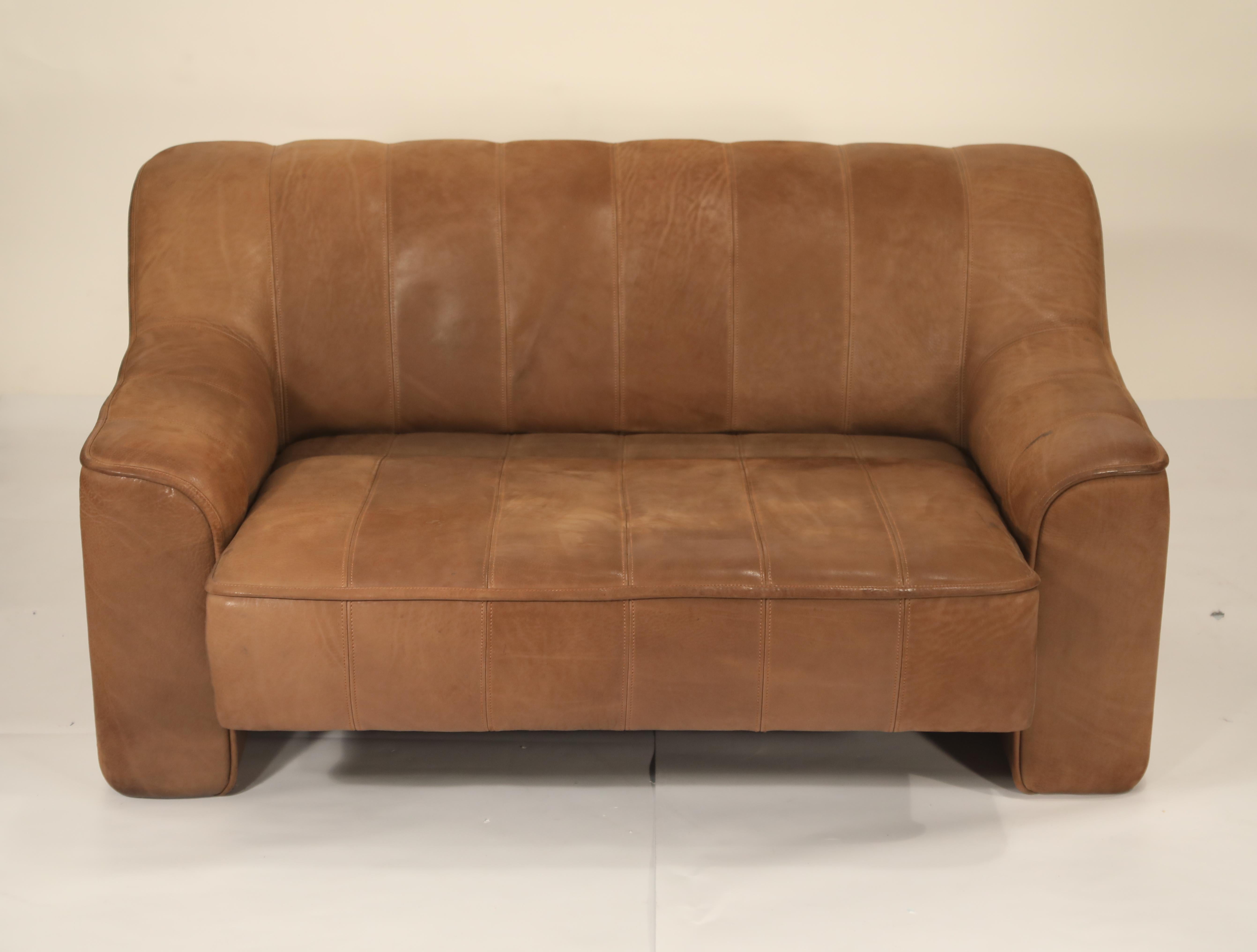 De Sede Aged Buffalo Leather DS-44 Adjustable Loveseat Sofa, 1970s 2