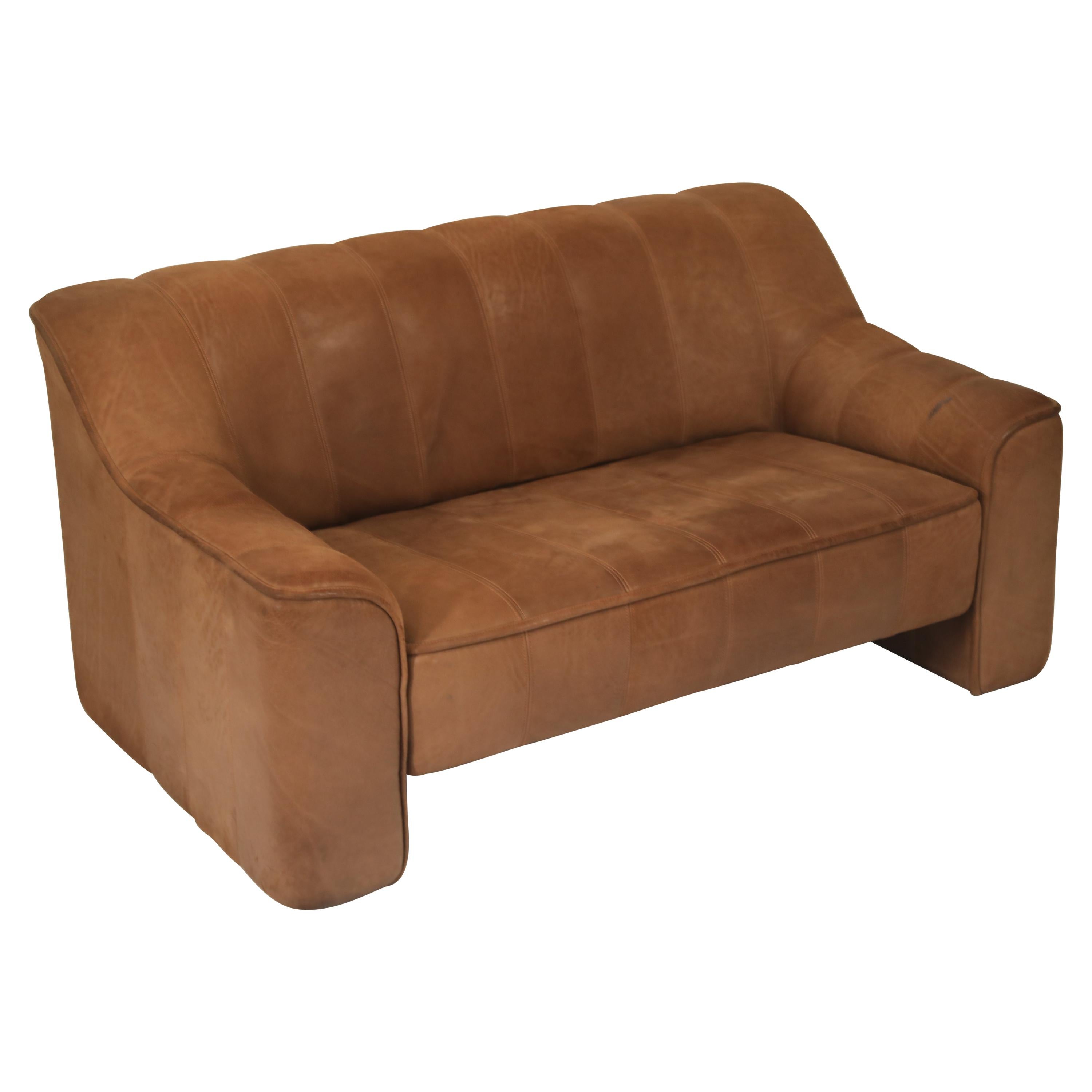 De Sede Aged Buffalo Leather DS-44 Adjustable Loveseat Sofa, 1970s