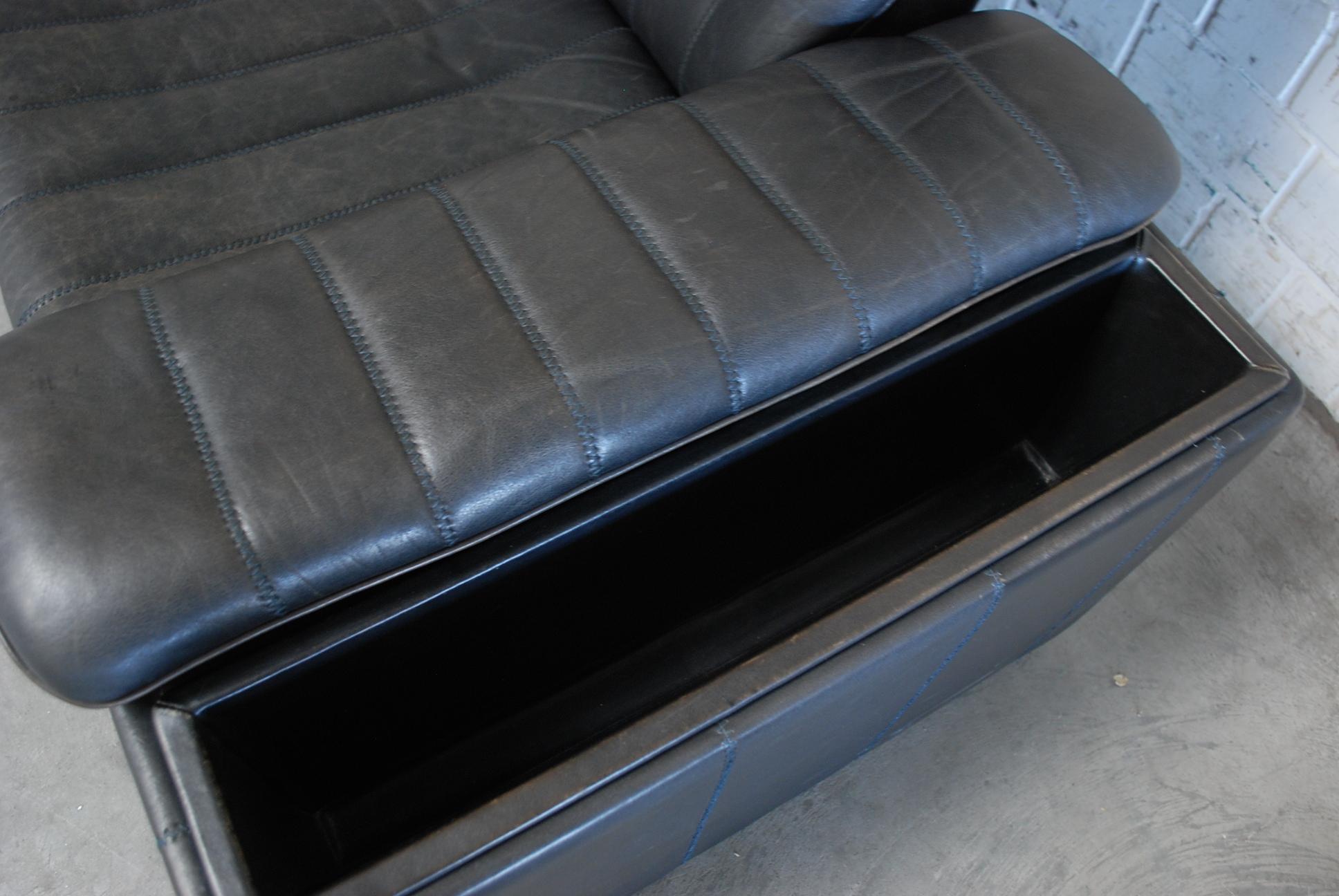 De Sede Anthracite Leather Sofa with Tray Fold 3