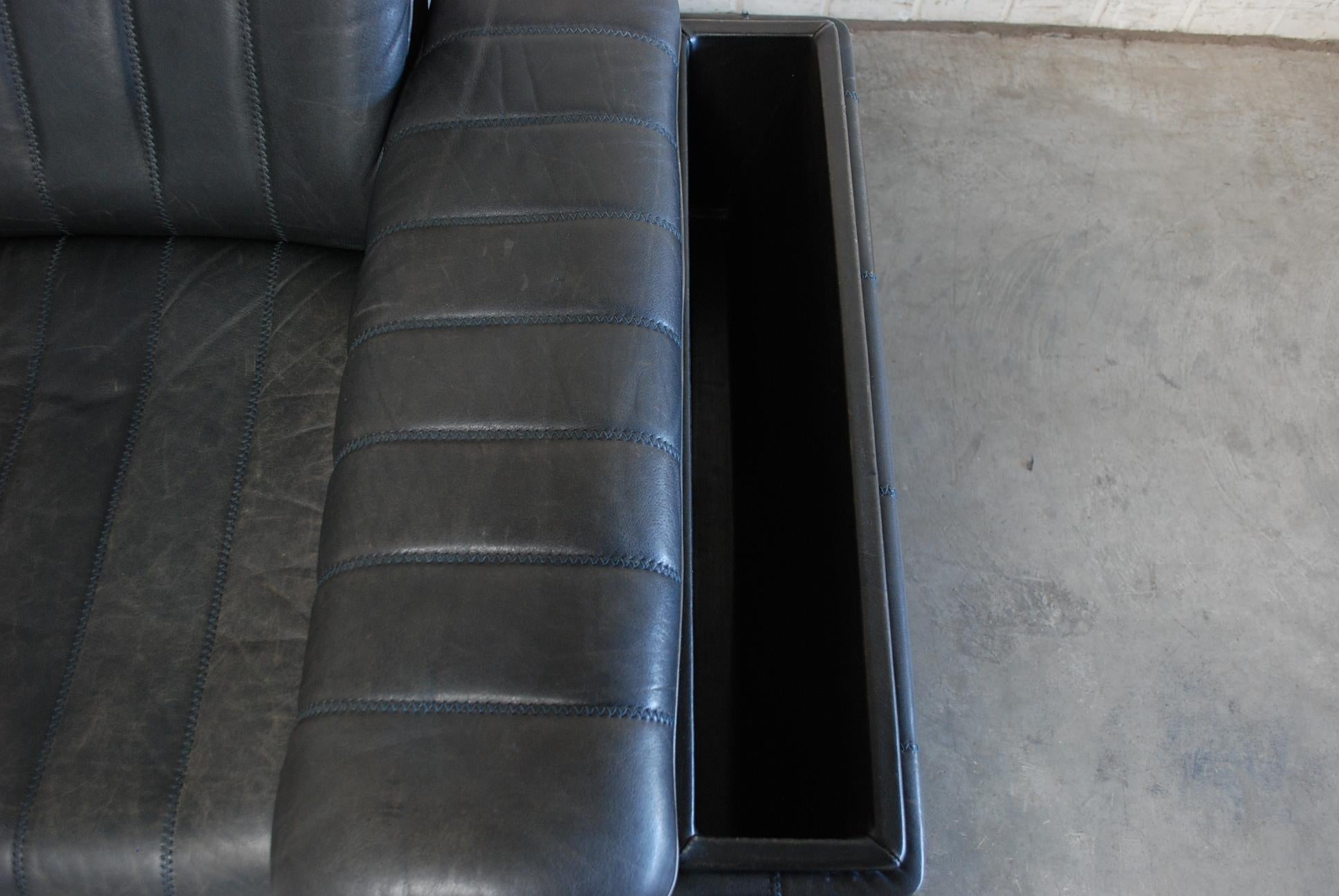 De Sede Anthracite Leather Sofa with Tray Fold 4