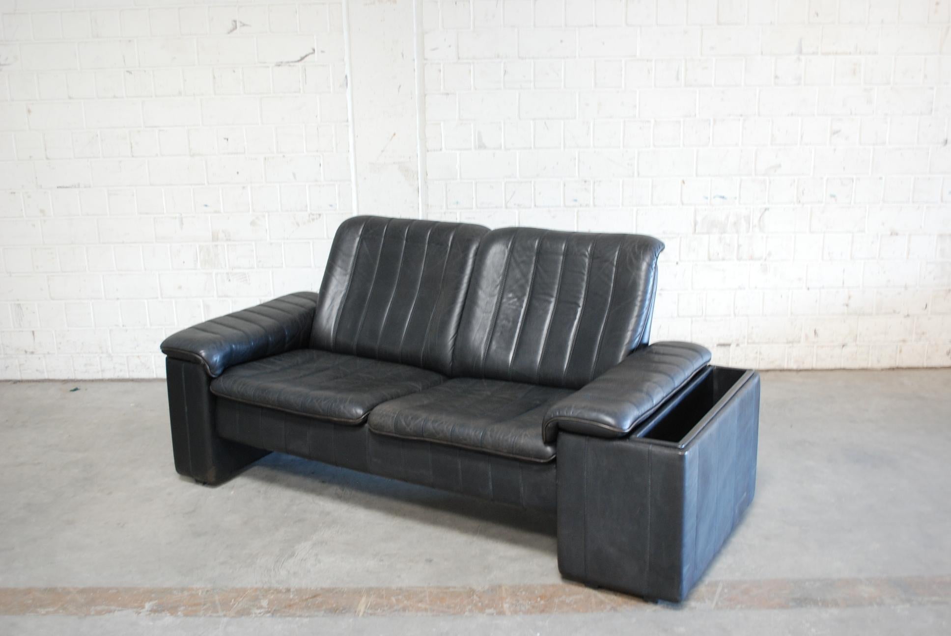 De Sede Anthracite Leather Sofa with Tray Fold 7