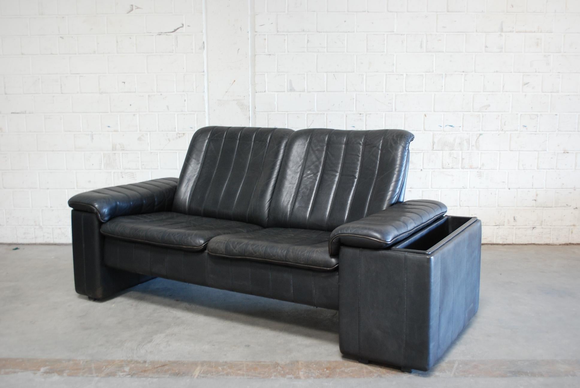 De Sede Anthracite Leather Sofa with Tray Fold 12
