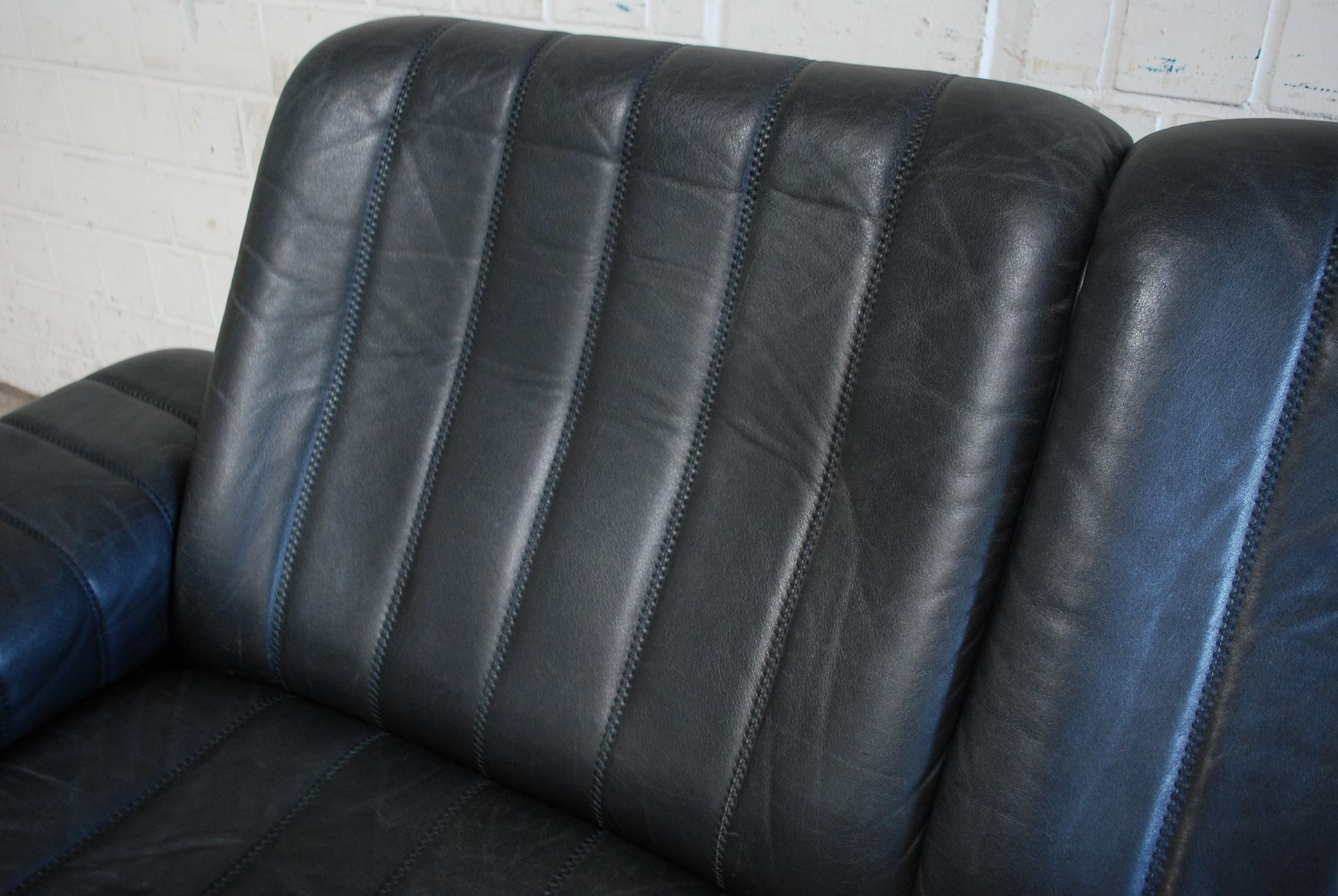 Late 20th Century De Sede Anthracite Leather Sofa with Tray Fold