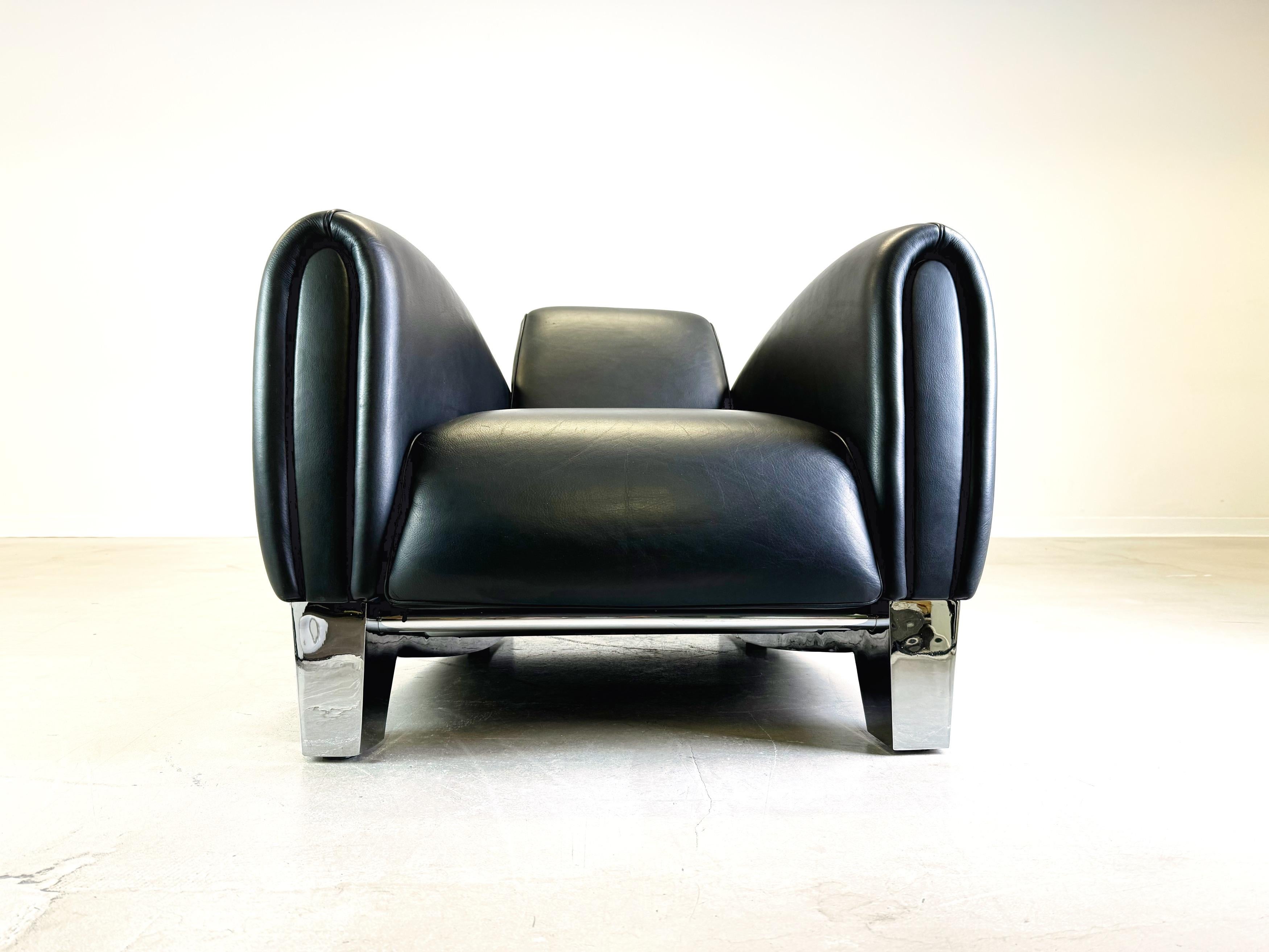 Postmoderno Poltrona de Sede DS 57 Bugatti Franz Romero in pelle nera