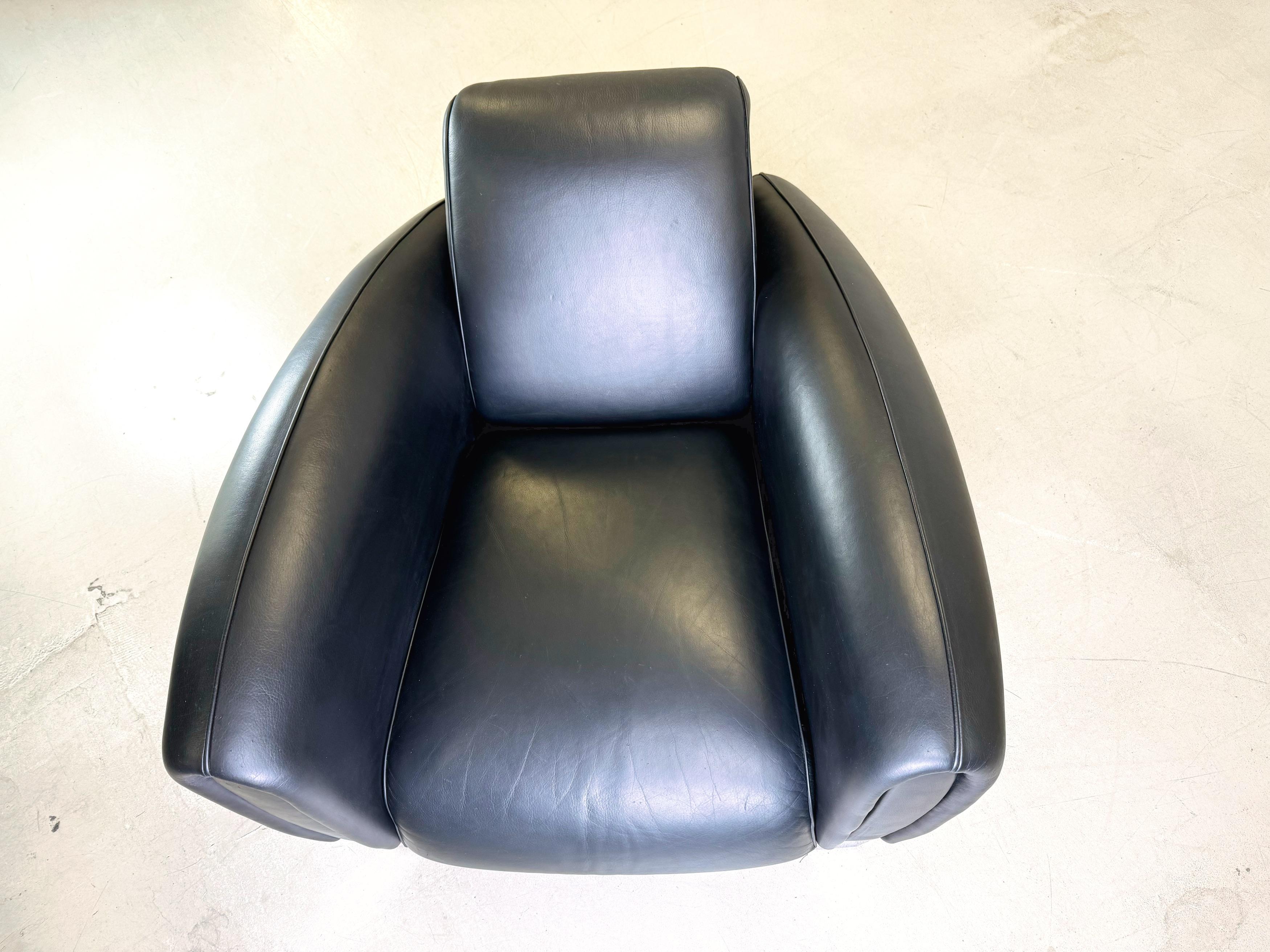 Svizzero Poltrona de Sede DS 57 Bugatti Franz Romero in pelle nera