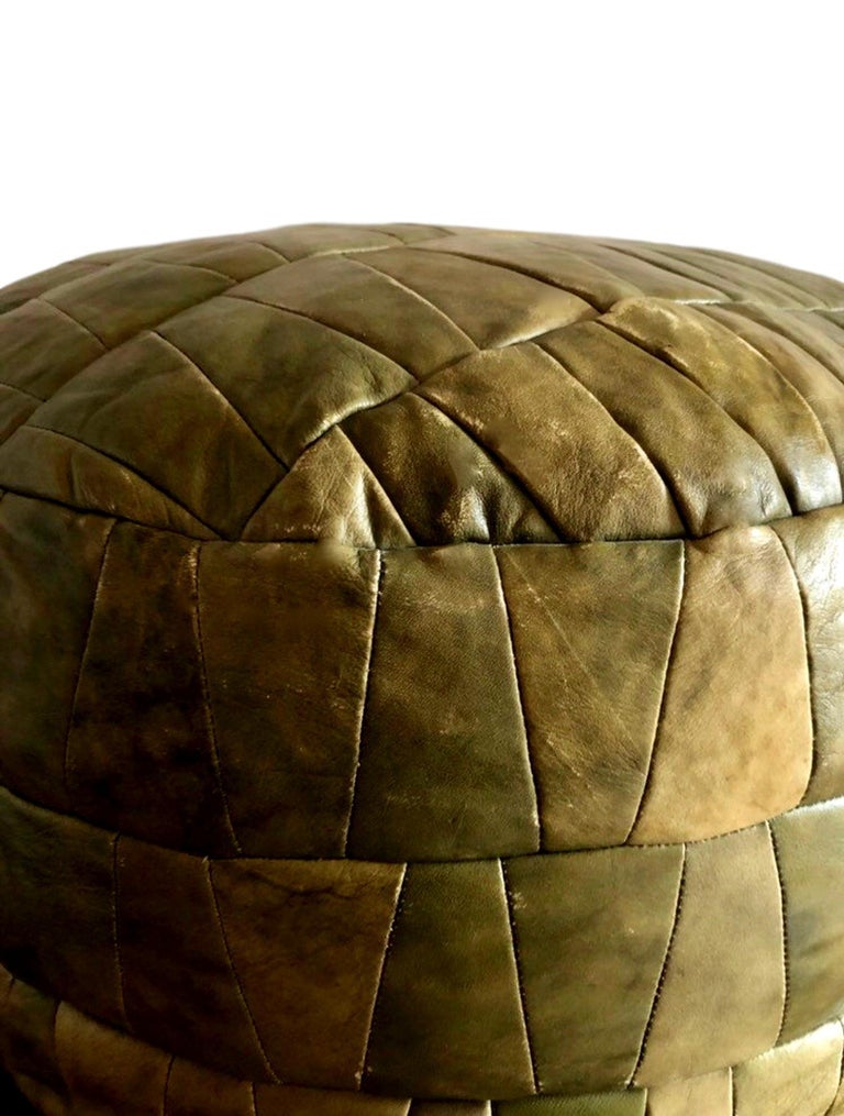 De Sede Army Green Patchwork Leather Ottoman at 1stDibs