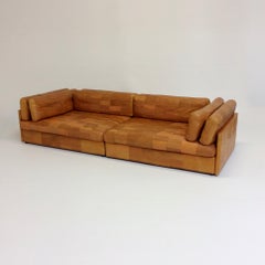 De Sede Attributed Cognac Leather Sofa, circa 1970, Switzerland