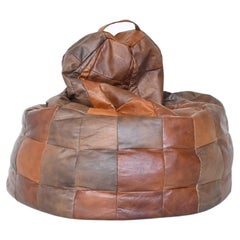 Retro De Sede Bean Bag Brown Patchwork Leather Switzerland 1970