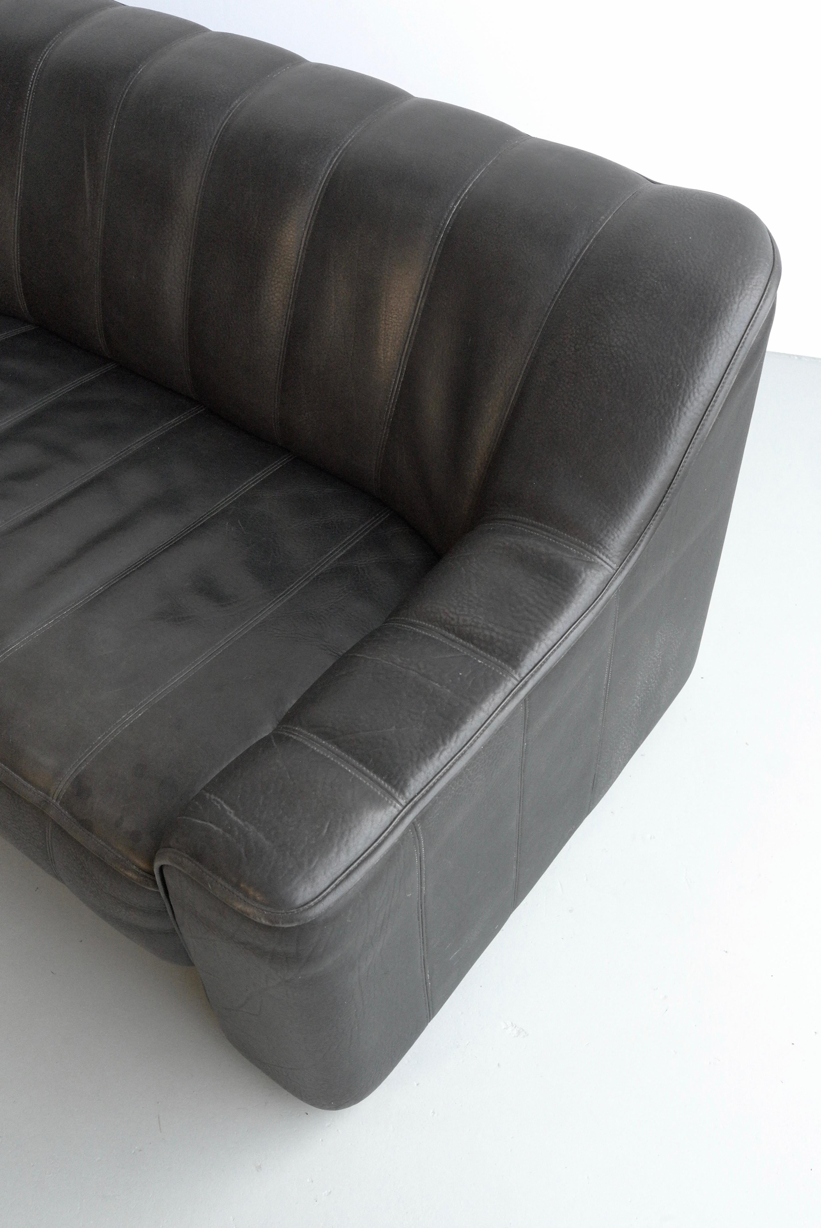 De Sede Black Buffalo Leather DS44 Two-Seat Sofa 2