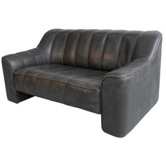 De Sede Black Buffalo Leather DS44 Two-Seat Sofa