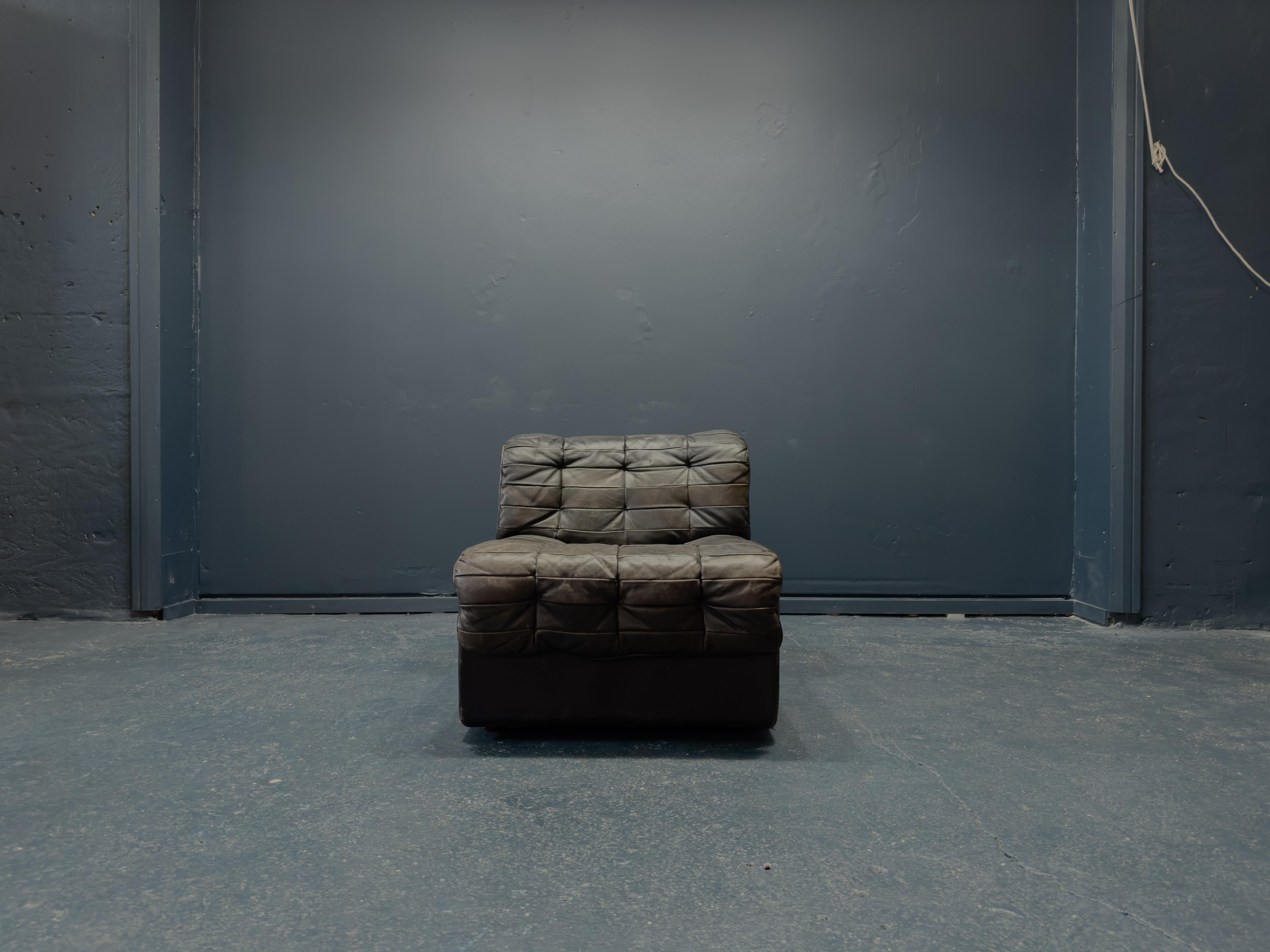 Mid-Century Modern De Sede Black Leather Armchair For Sale