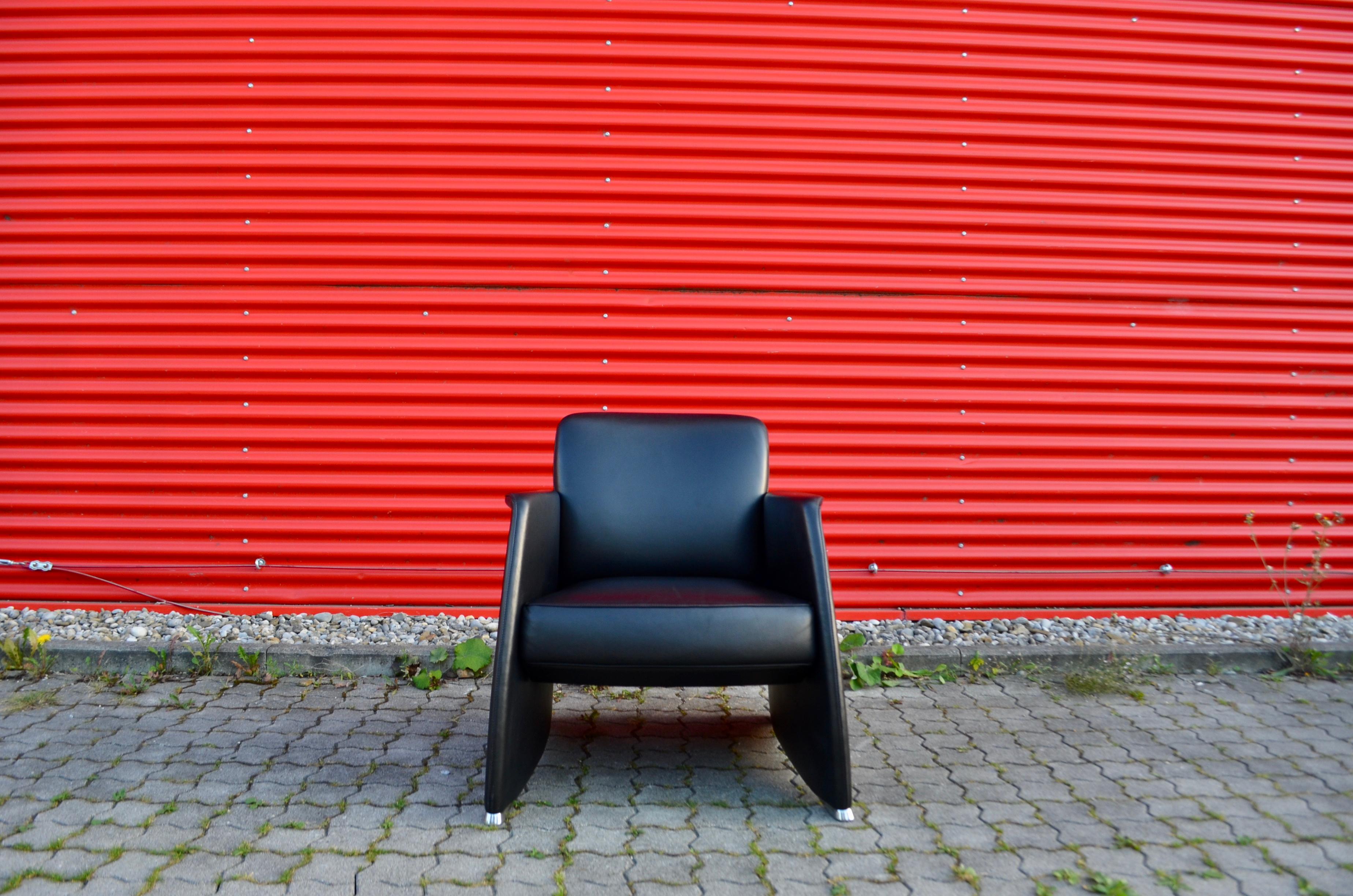Modern De Sede Black Leather Armchair For Sale