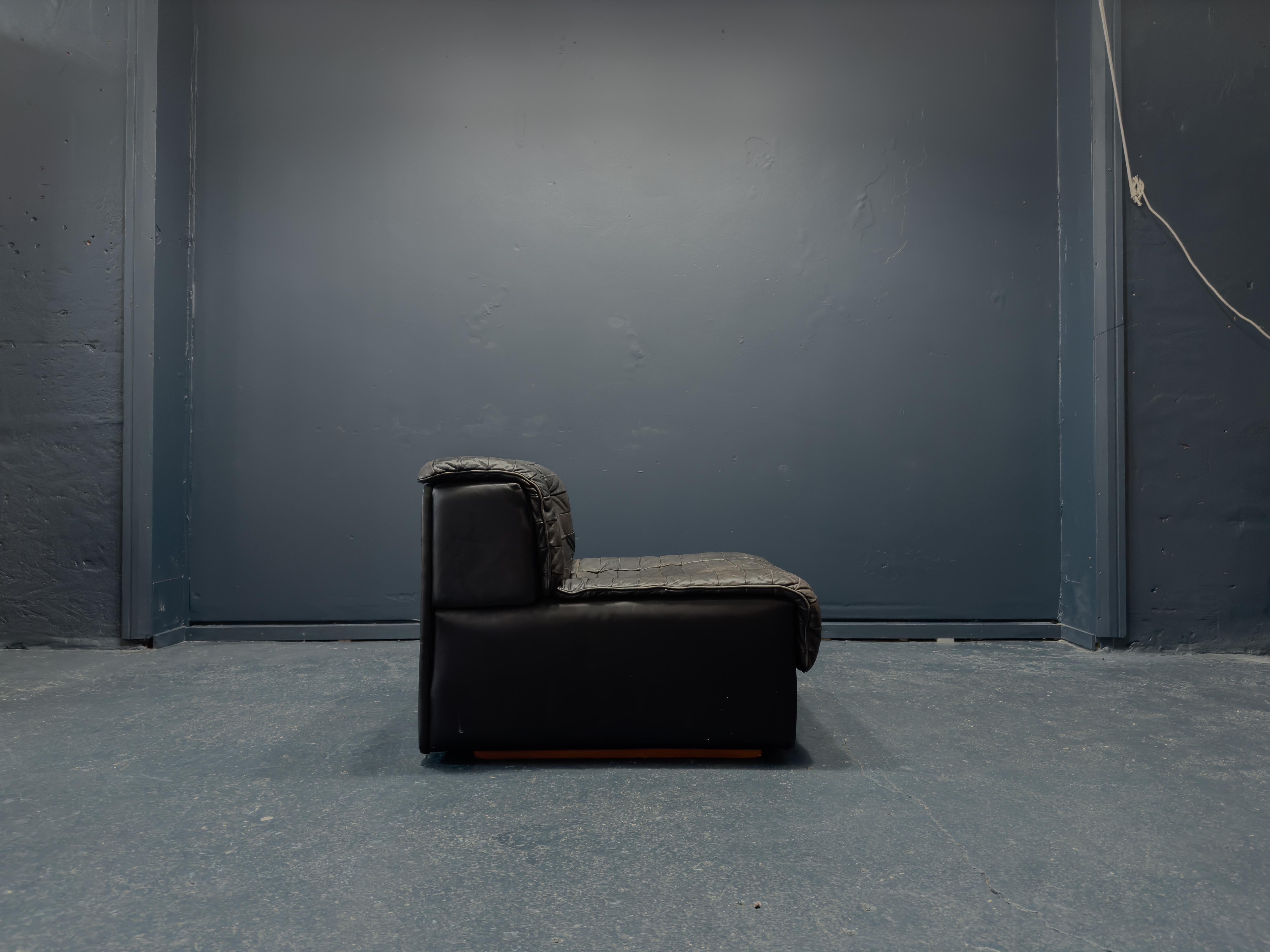 Danish De Sede Black Leather Armchair For Sale