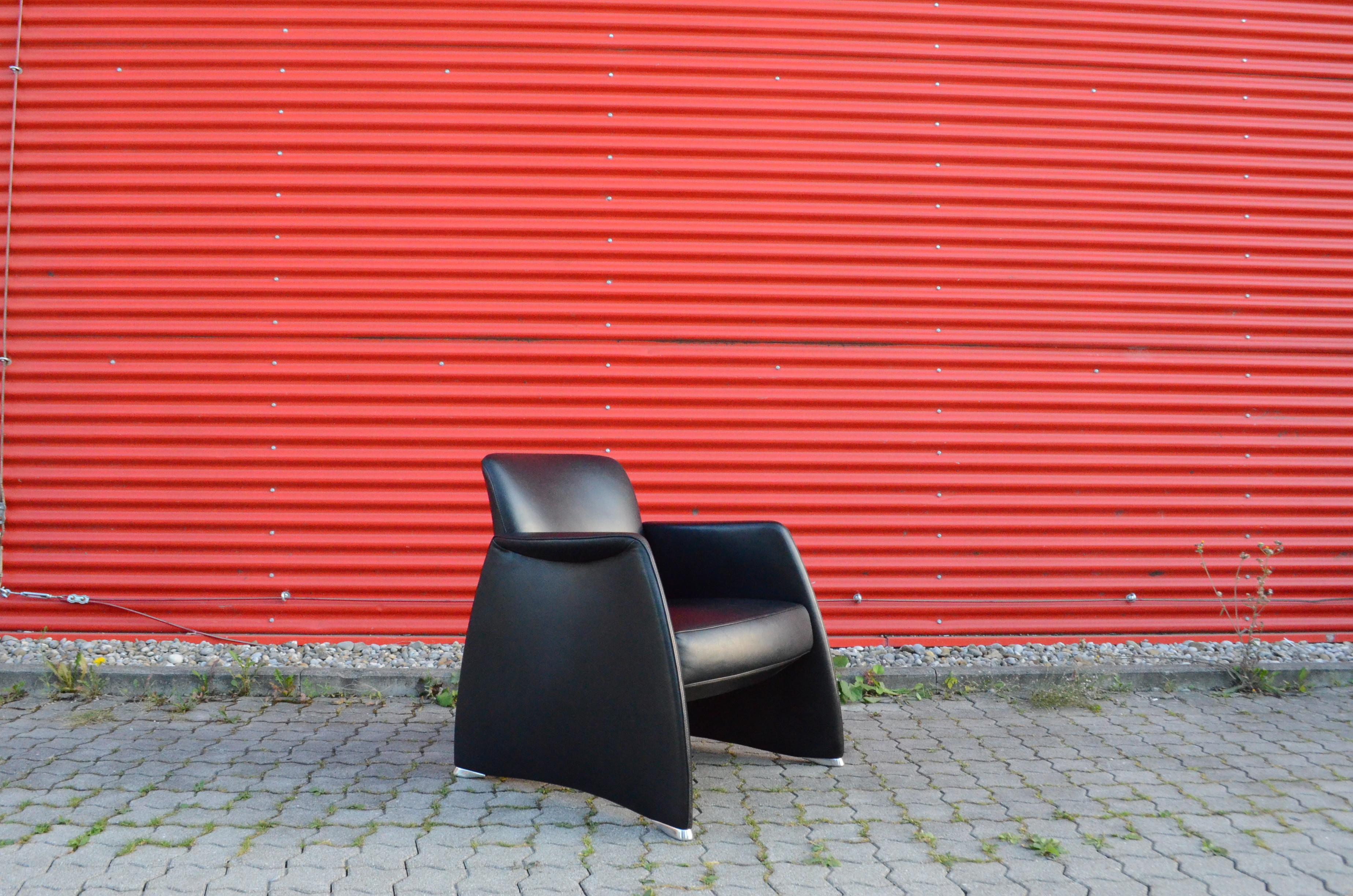 De Sede Black Leather Armchair In Good Condition For Sale In Munich, Bavaria