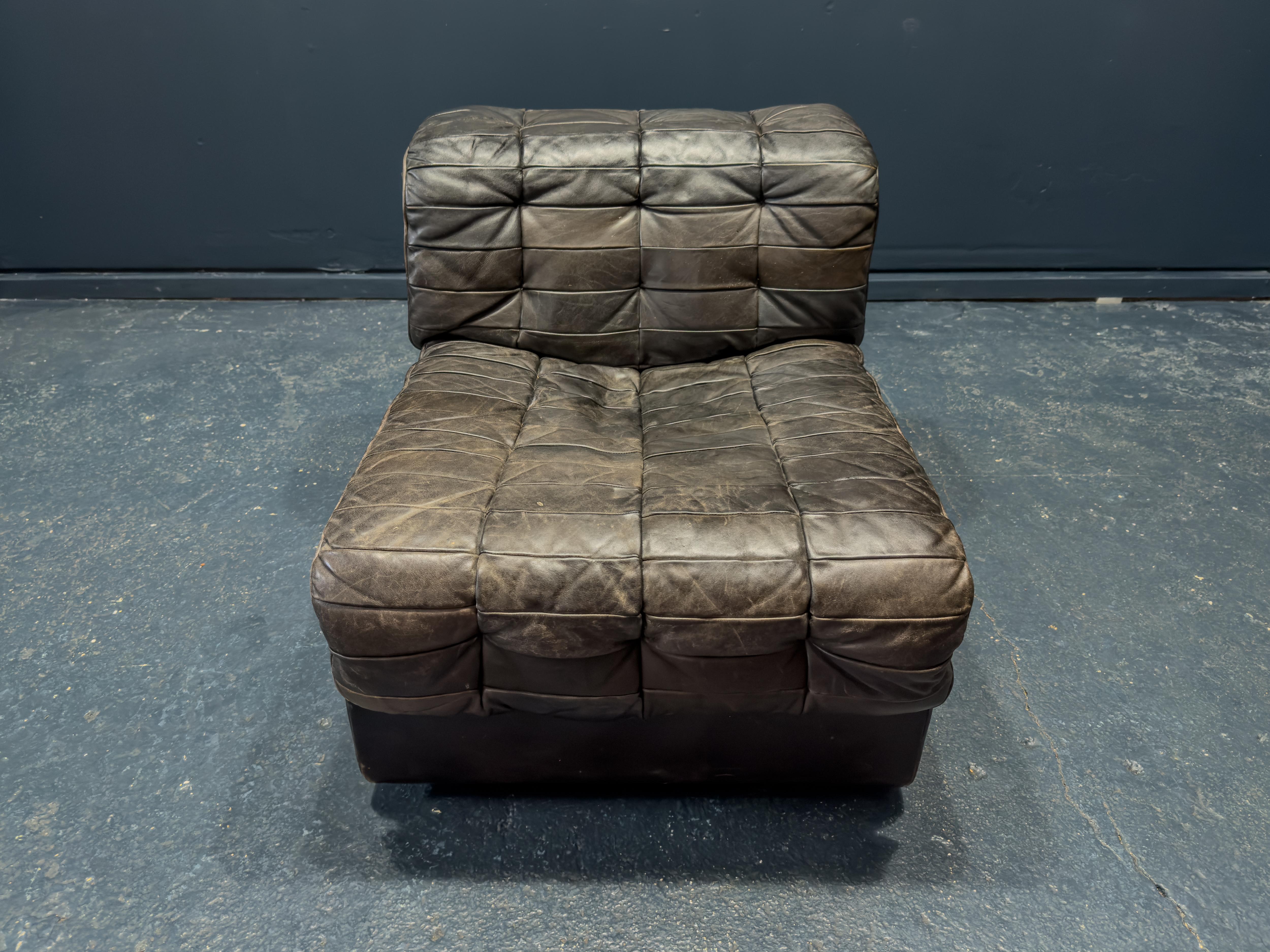 Mid-20th Century De Sede Black Leather Armchair For Sale