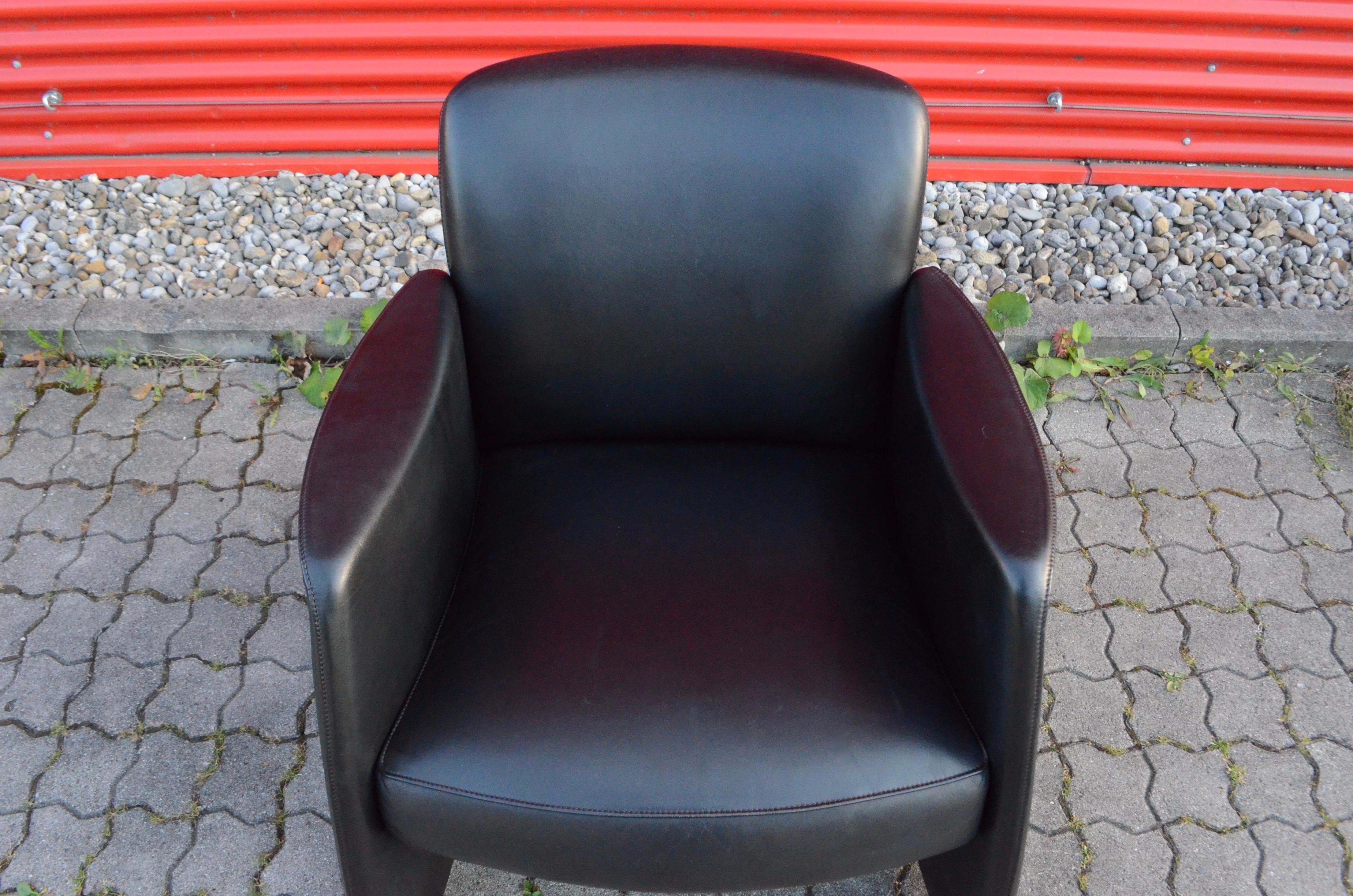 Late 20th Century De Sede Black Leather Armchair For Sale