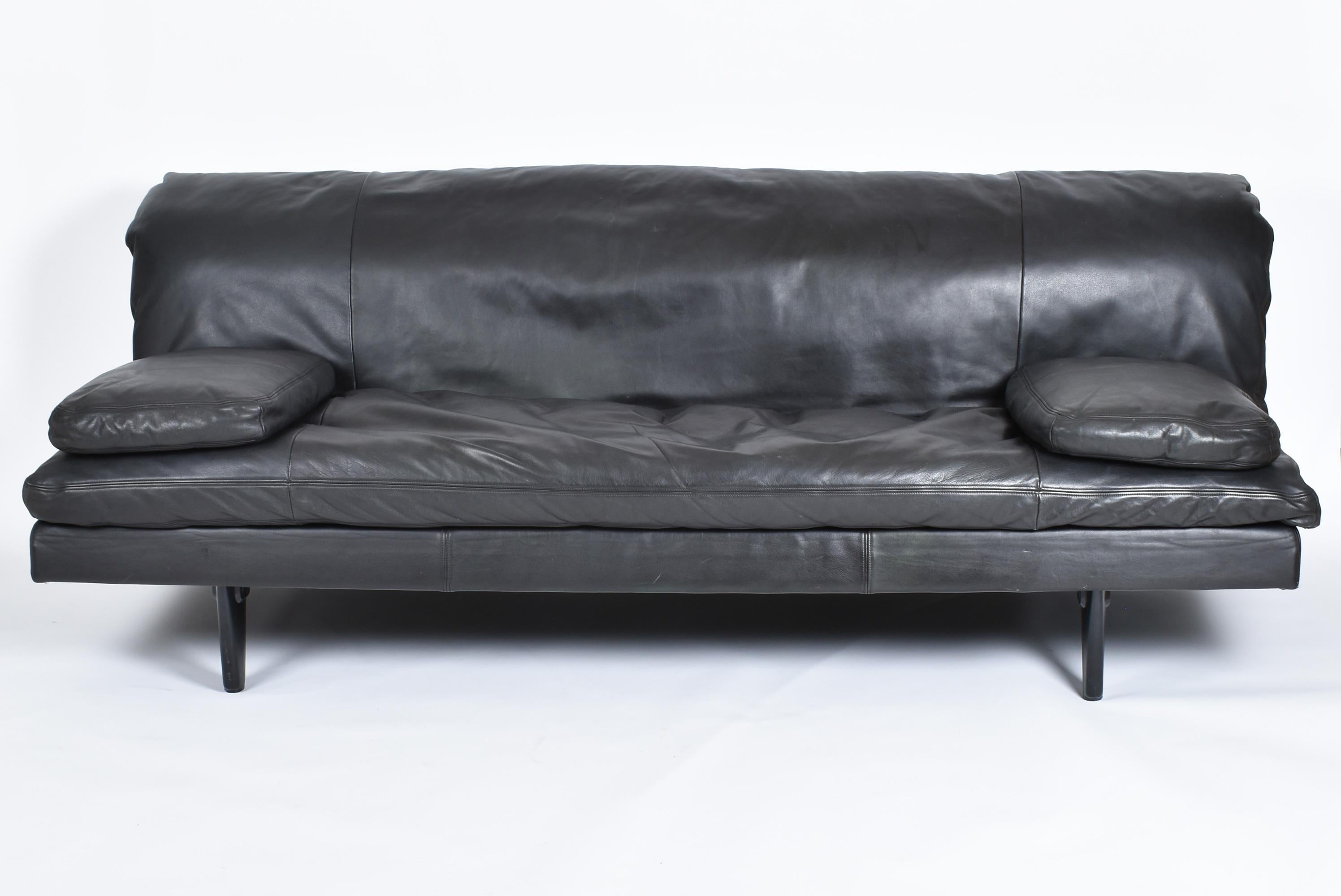 De Sede Black Leather Bed Sofa by Ernst Ambühler, 1970, Switzerland 12