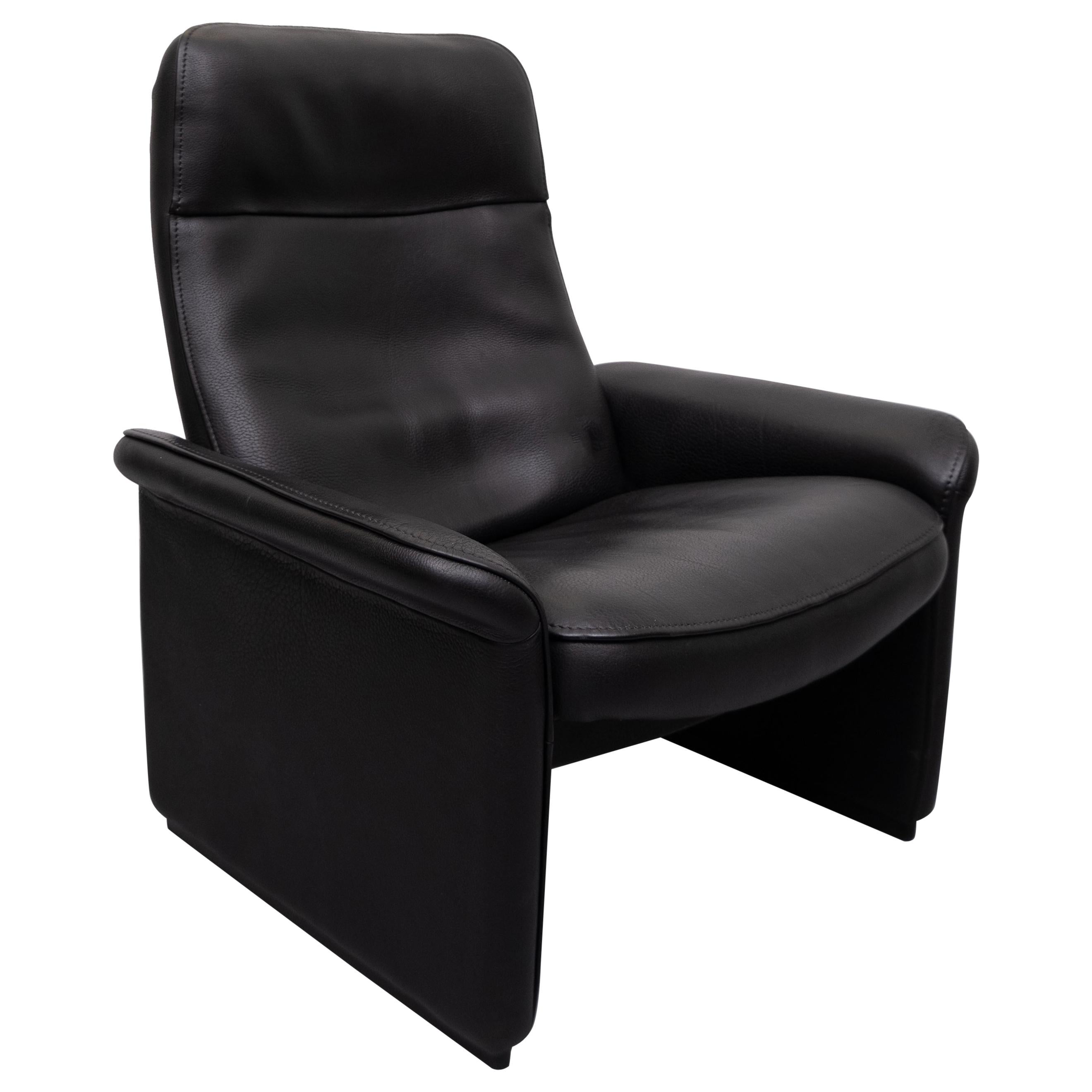 De Sede Black Leather Lounge Chair Model DS-50