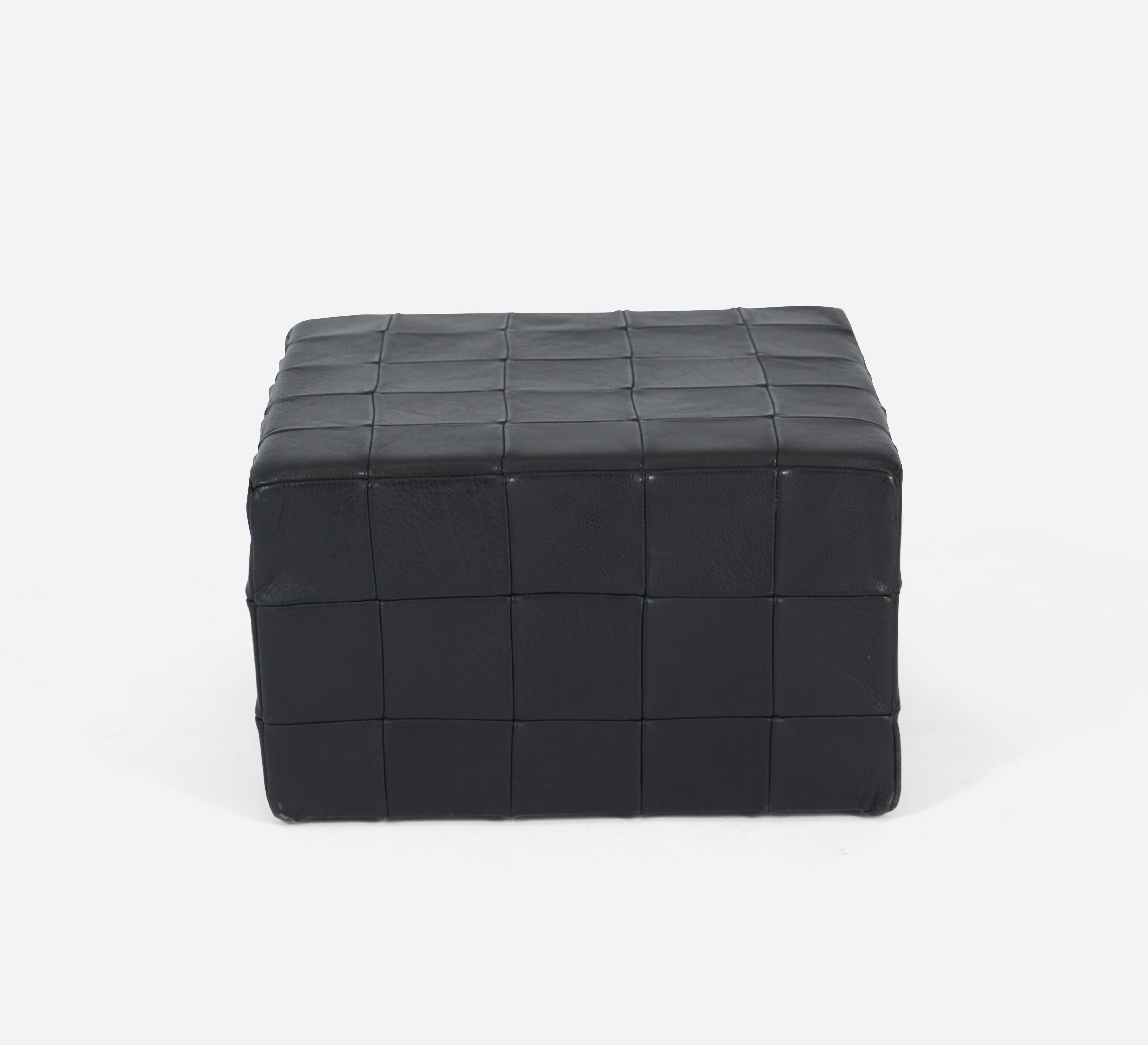 black leather storage cube