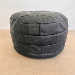De Sede Black Leather Patchwork Ottoman, 1960s Switzerland