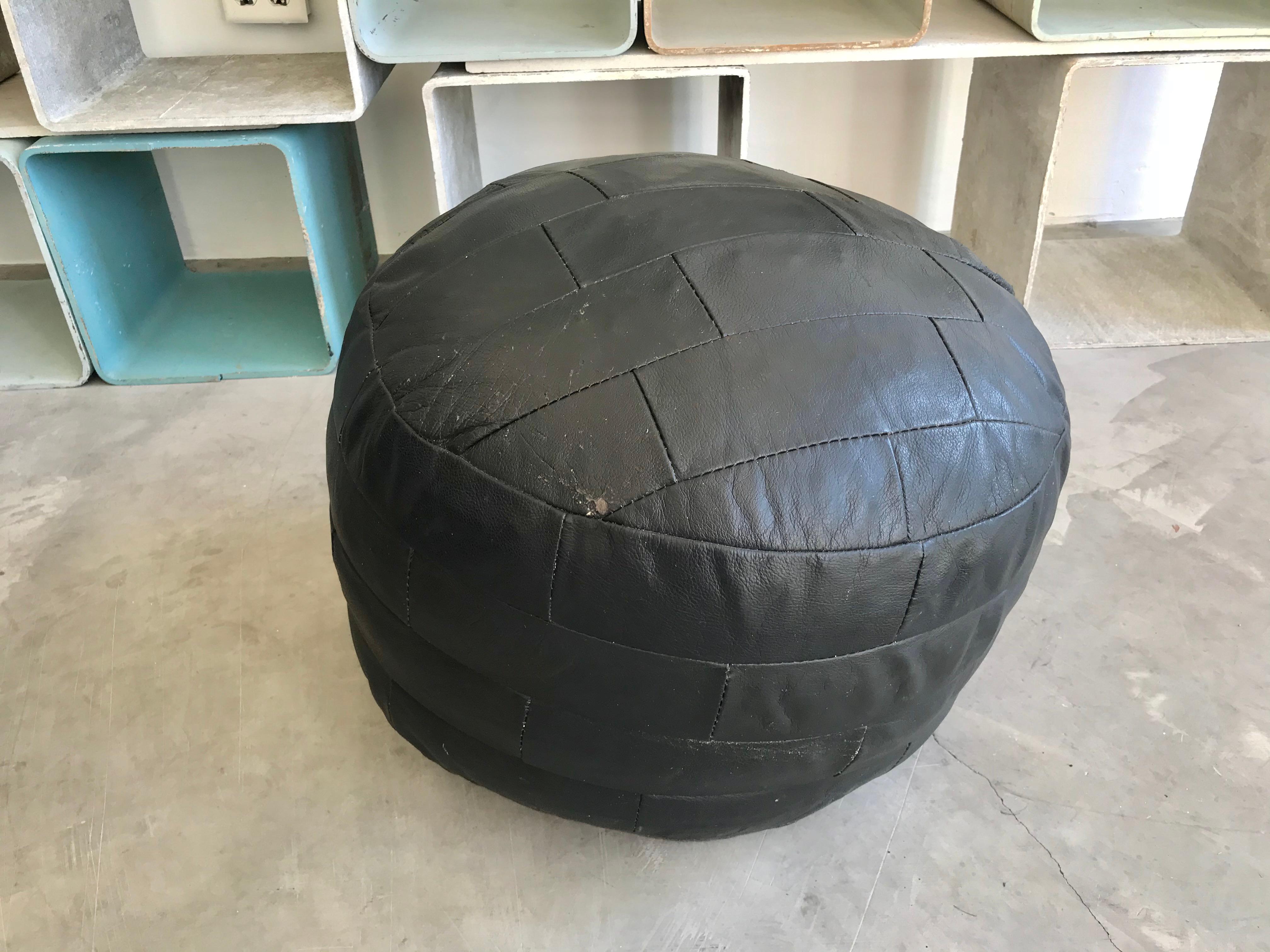 De Sede Black Leather Patchwork Ottomans 10