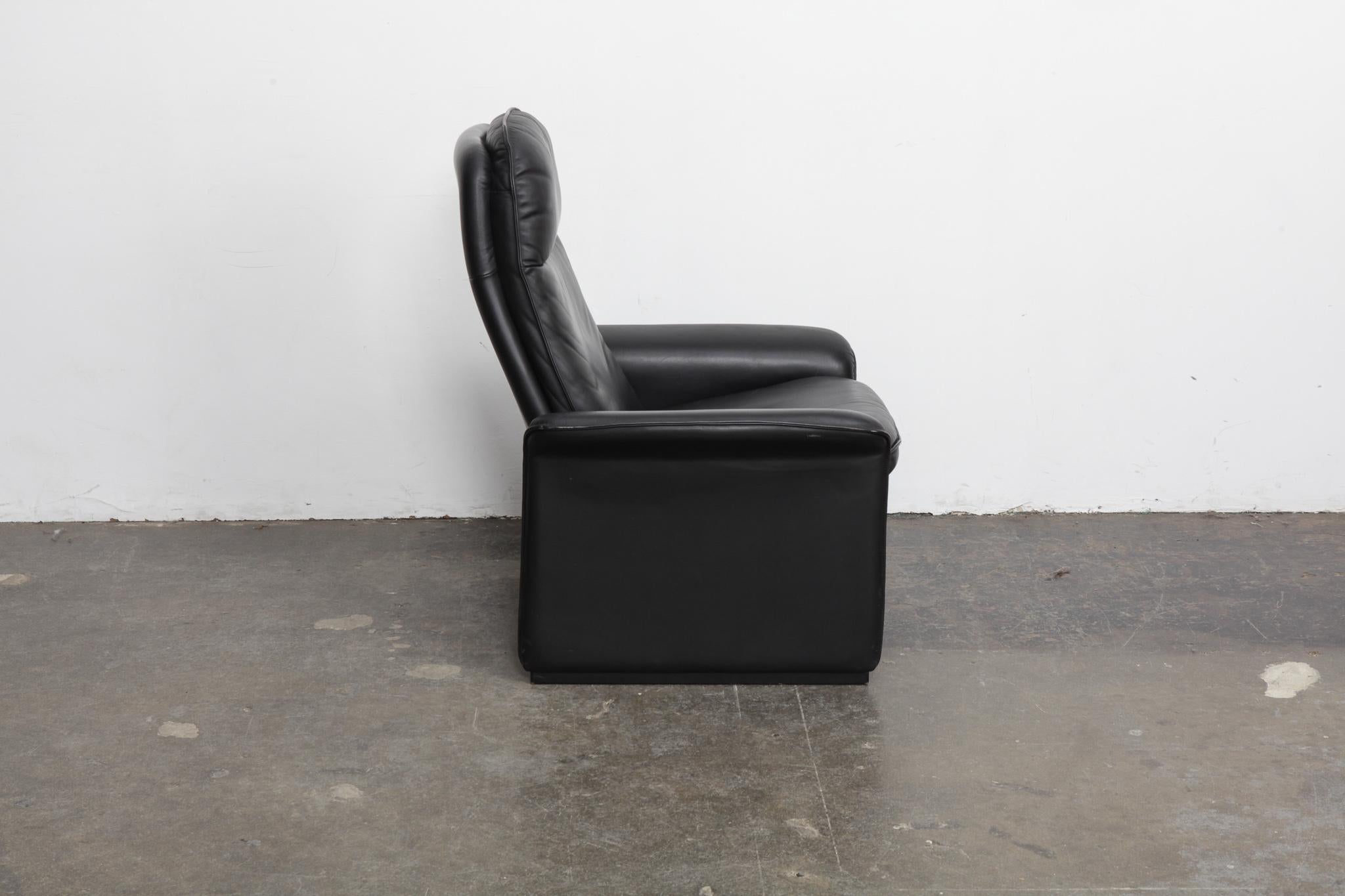 Mid-Century Modern De Sede Black Leather Reclining DS50 Lounge Chair, Switzerland, 1970s