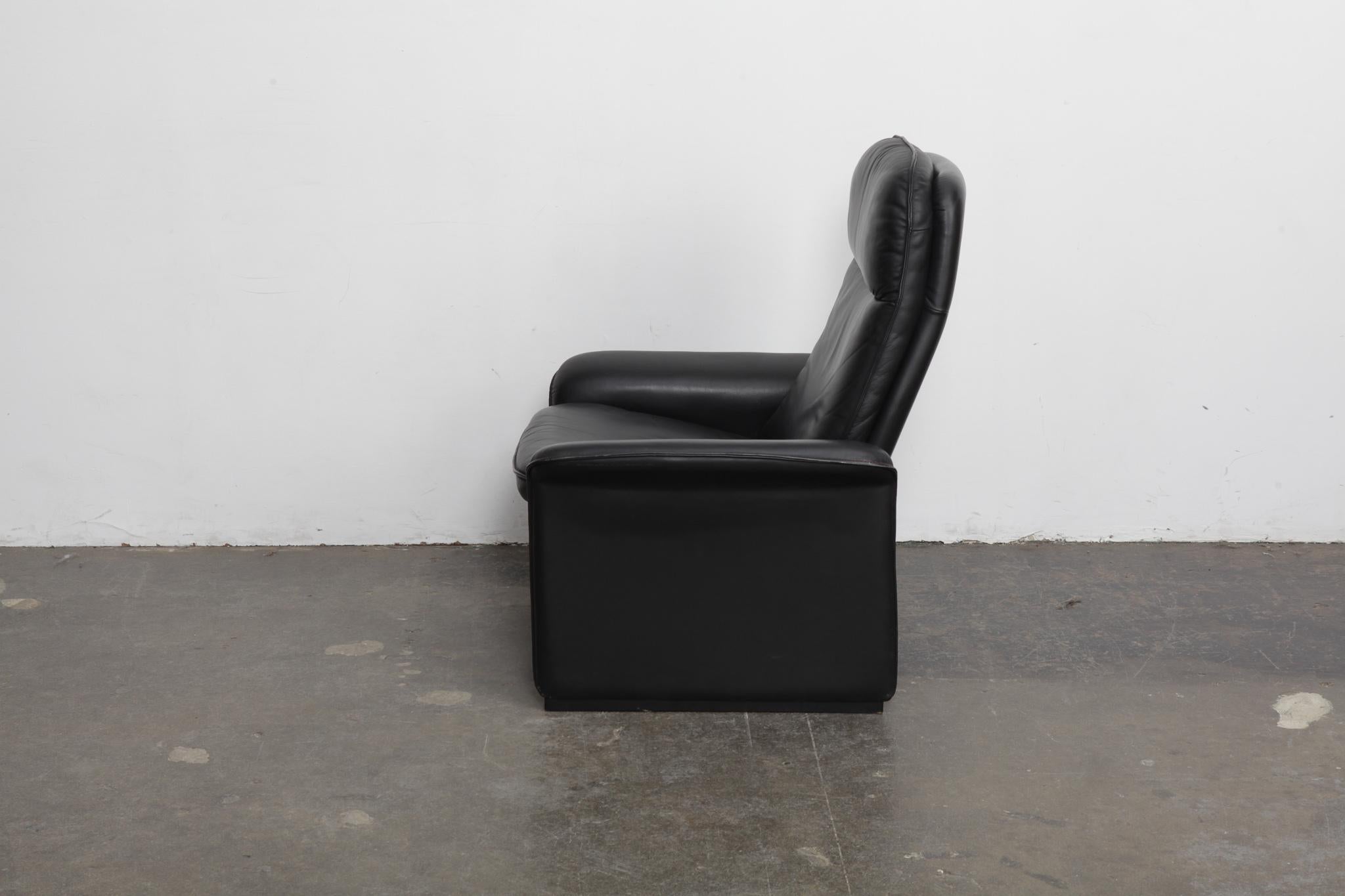 Swiss De Sede Black Leather Reclining DS50 Lounge Chair, Switzerland, 1970s