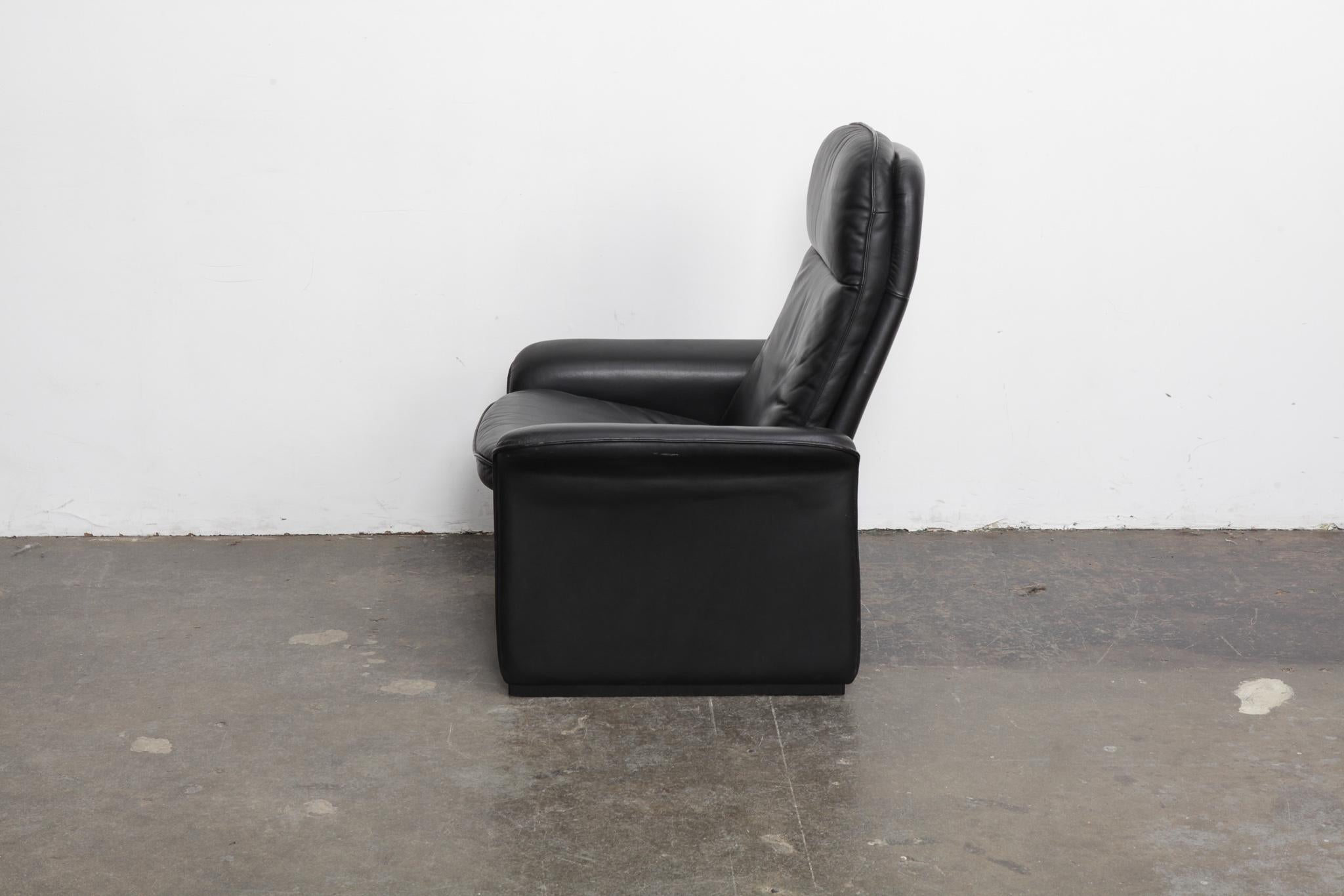 Mid-Century Modern De Sede Black Leather Reclining DS50 Lounge Chair, Switzerland, 1970s