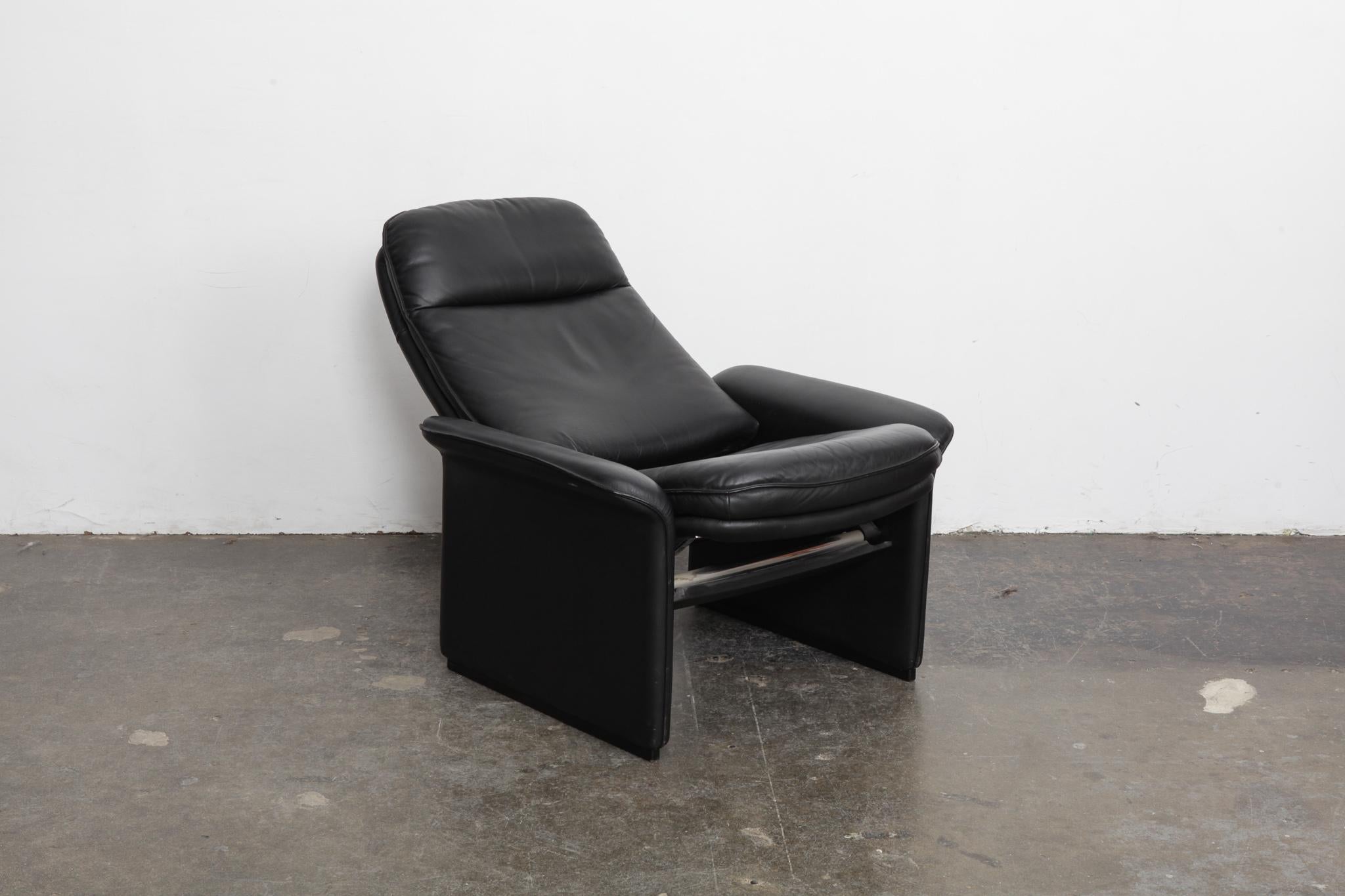 De Sede Black Leather Reclining DS50 Lounge Chair, Switzerland, 1970s 1