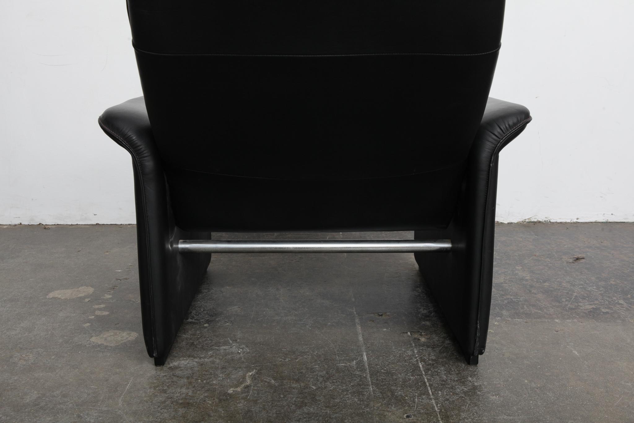 Late 20th Century De Sede Black Leather Reclining DS50 Lounge Chair, Switzerland, 1970s
