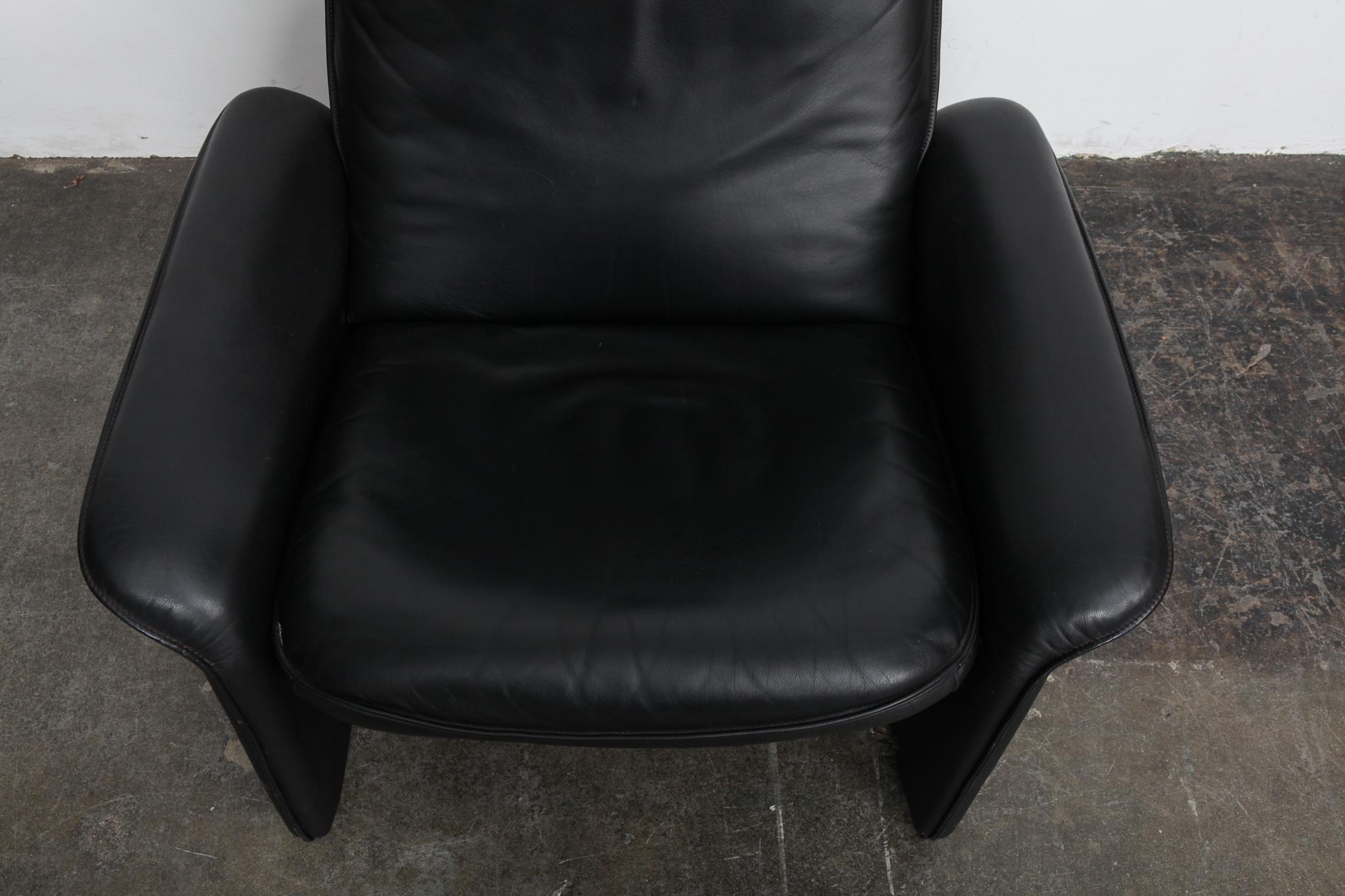 De Sede Black Leather Reclining DS50 Lounge Chair, Switzerland, 1970s 2