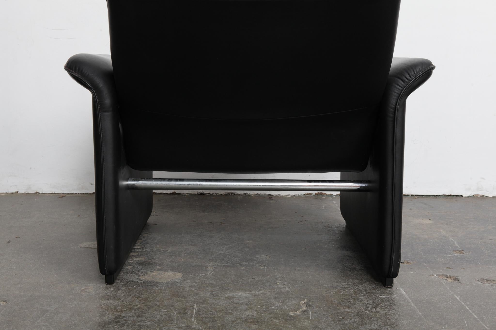 De Sede Black Leather Reclining DS50 Lounge Chair, Switzerland, 1970s 3