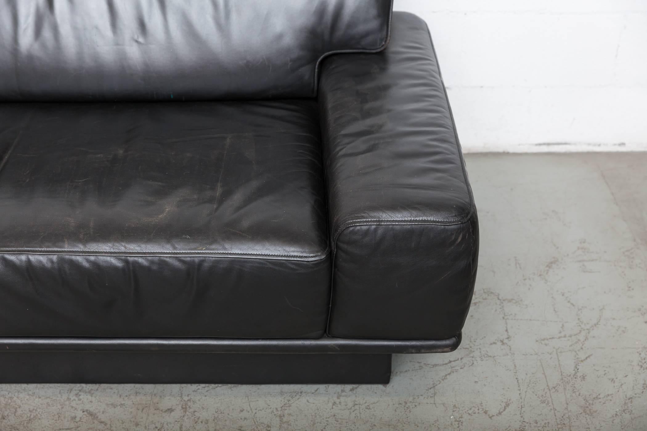 De Sede Black Leather Sectional Sofa In Good Condition In Los Angeles, CA