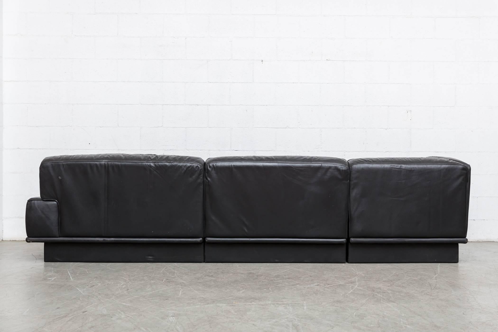 De Sede Black Leather Sectional Sofa 2