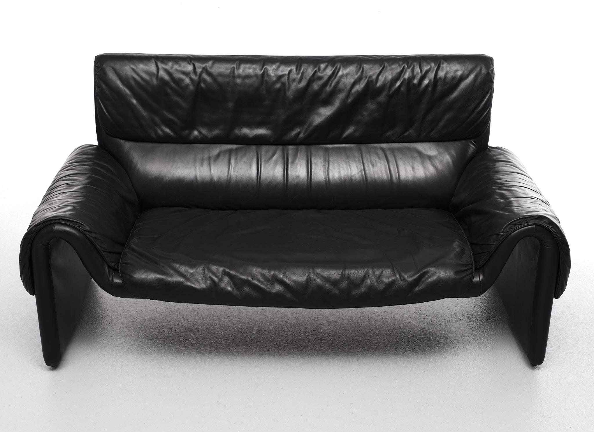 De Sede Black Leather Sofa 1978 Switzerland 7