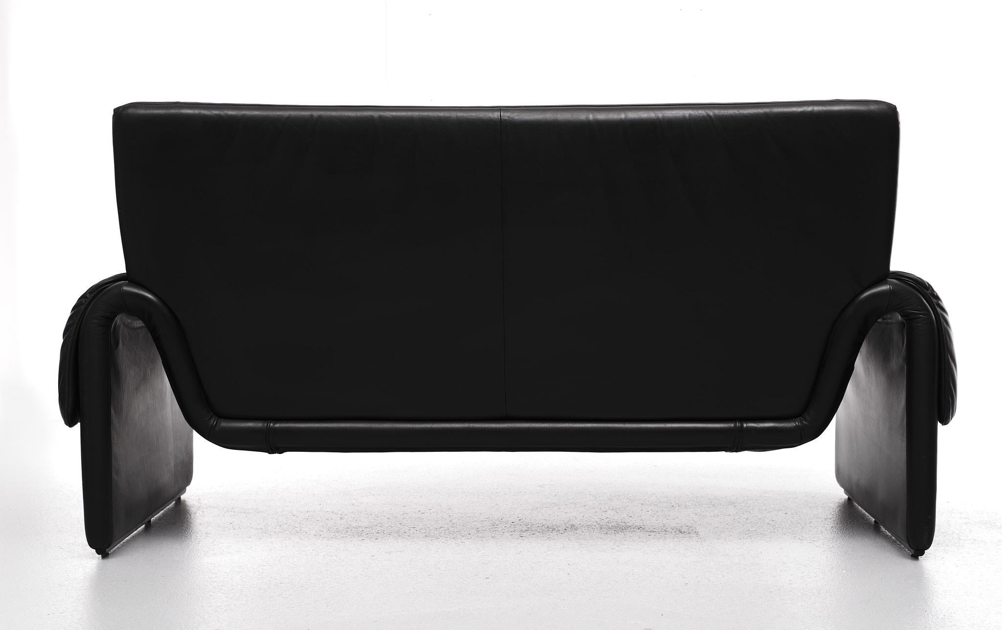 De Sede Black Leather Sofa 1978 Switzerland 2