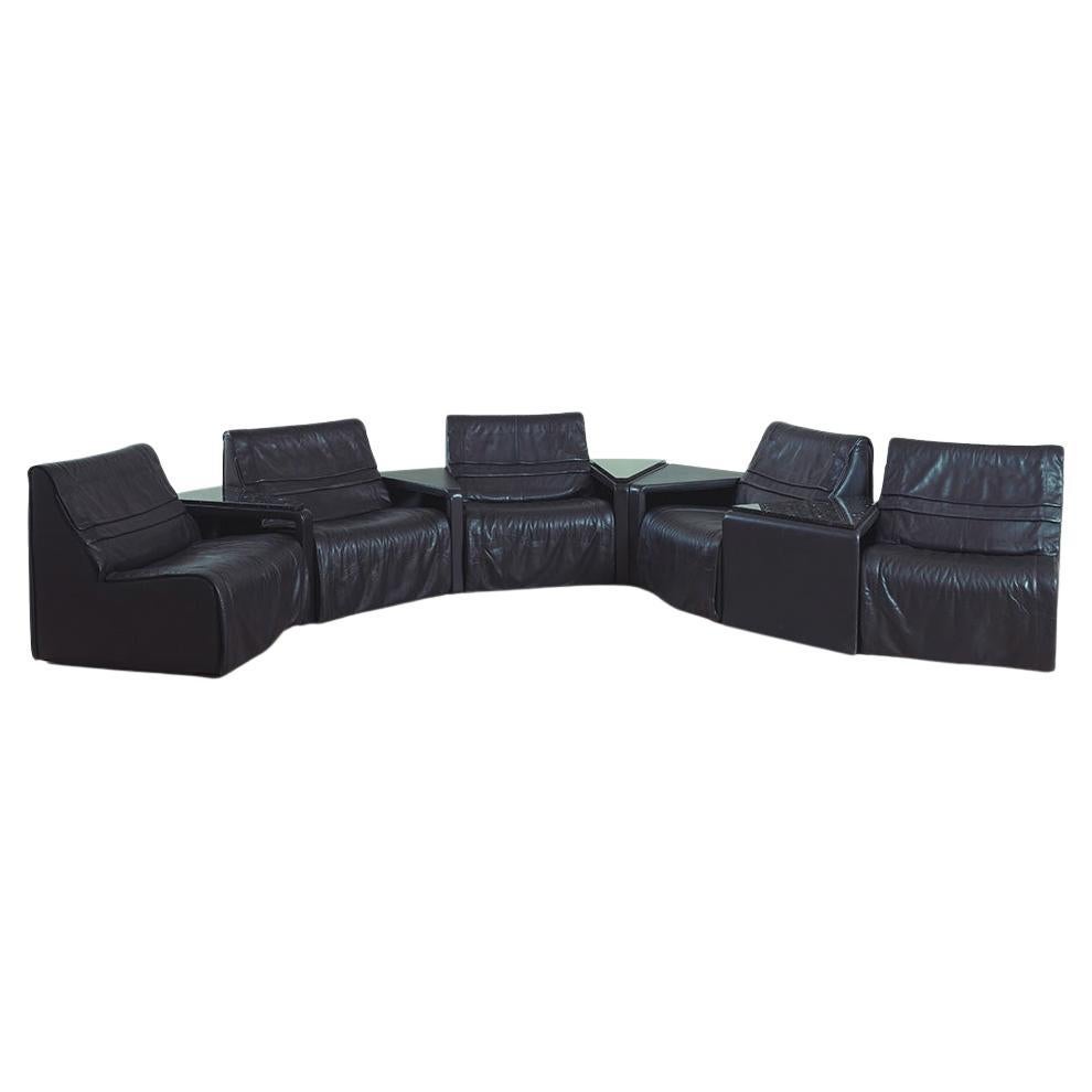 De Sede black modular 10 seating elements and table living room set 