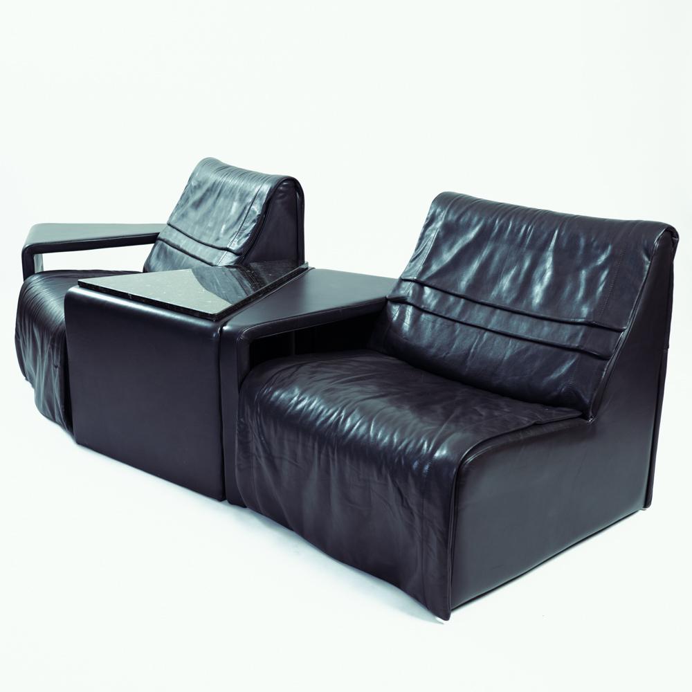 Schwarzes modulares Wohnzimmer-Set aus 10 Sitzelementen und Tisch, De Sede  (Schweizerisch) im Angebot