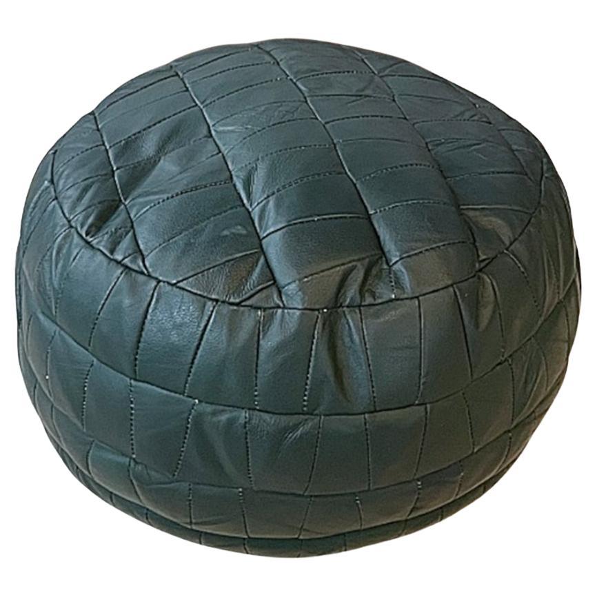 De Sede British Racing Green Patchwork Leather Pouf, Ottoman, DeSede Switzerland