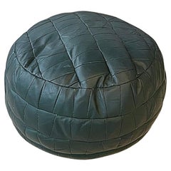 De Sede British Racing Green Patchwork Leather Pouf, Ottoman, DeSede Switzerland