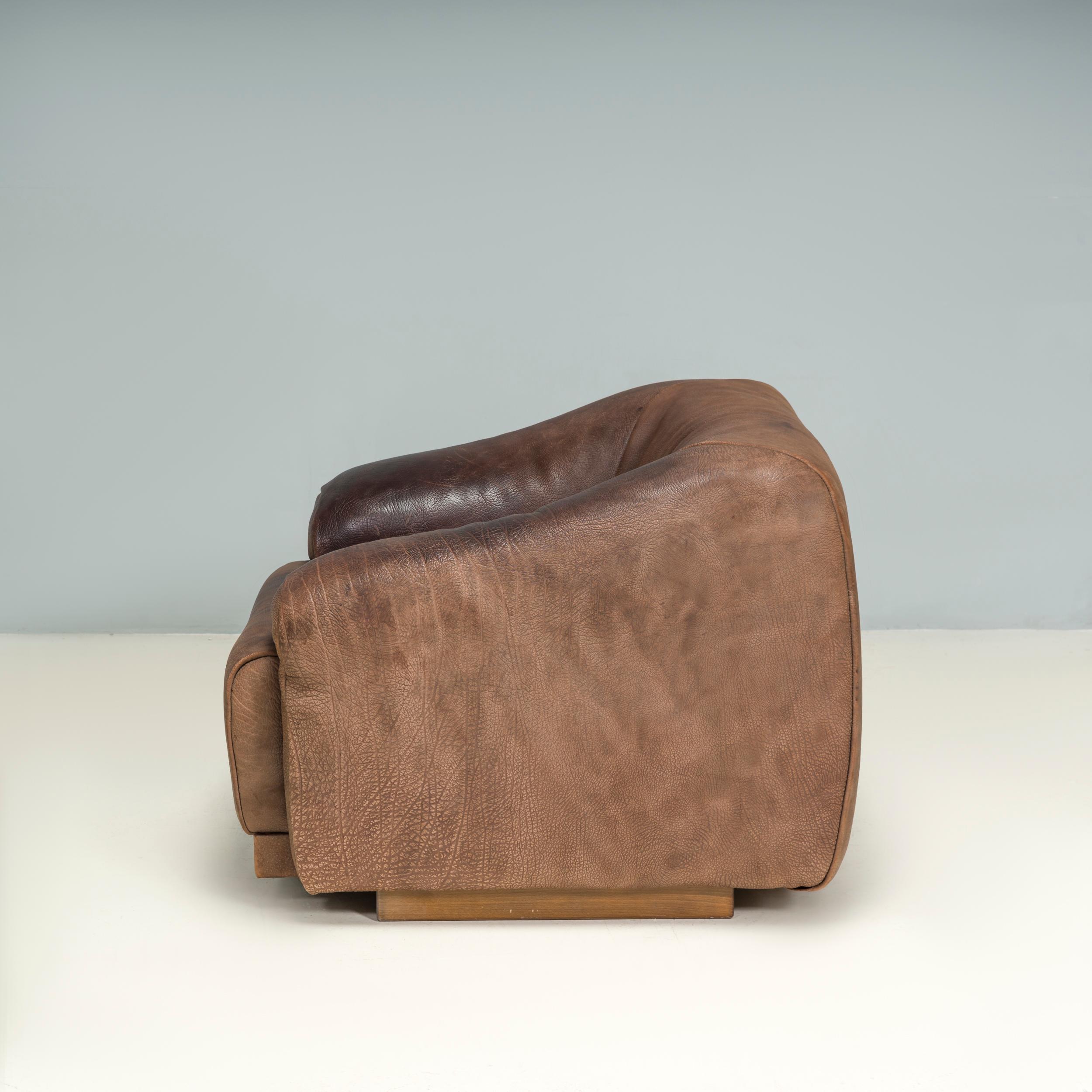 Swiss De Sede Brown Buffalo Leather Armchair, 1970s For Sale