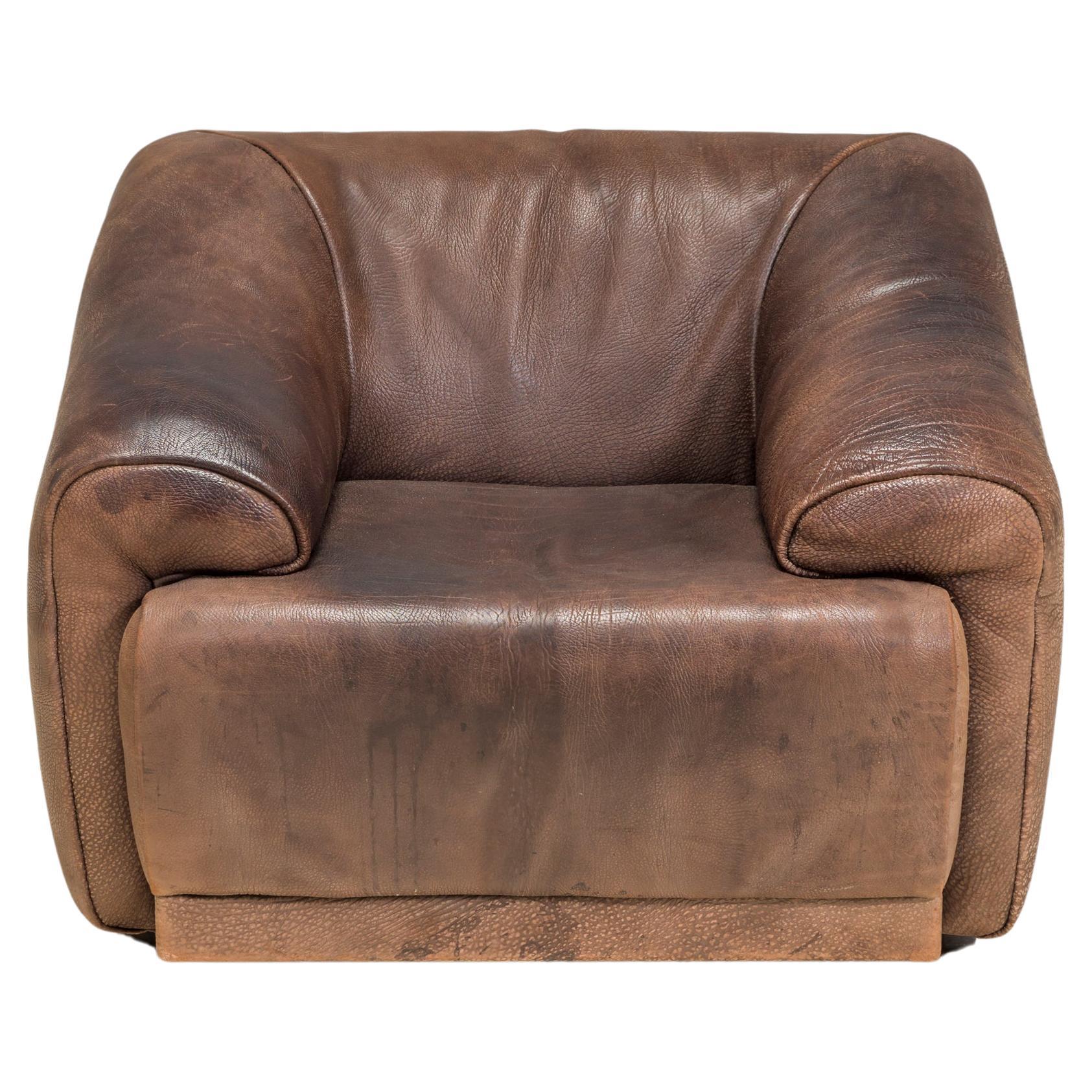 De Sede Brown Buffalo Leather Armchair, 1970s For Sale