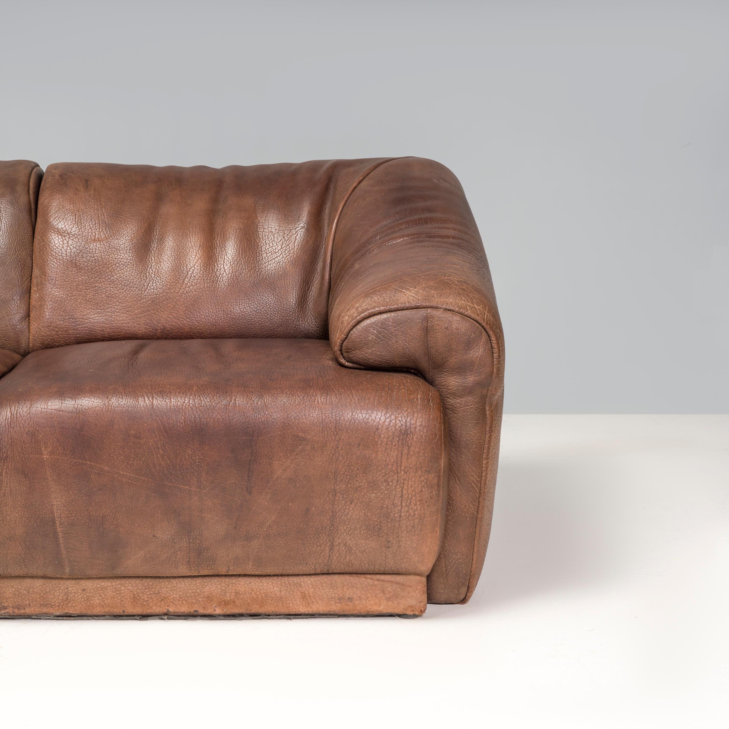 De Sede Brown Buffalo Leather Three Seater, 1970s For Sale 1