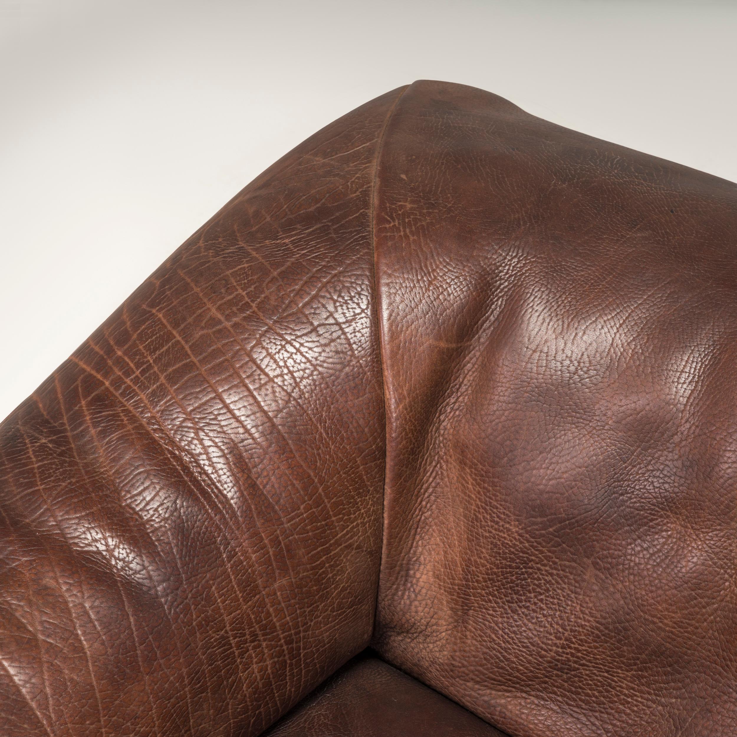 De Sede Brown Buffalo Leather Three Seater, 1970s For Sale 3